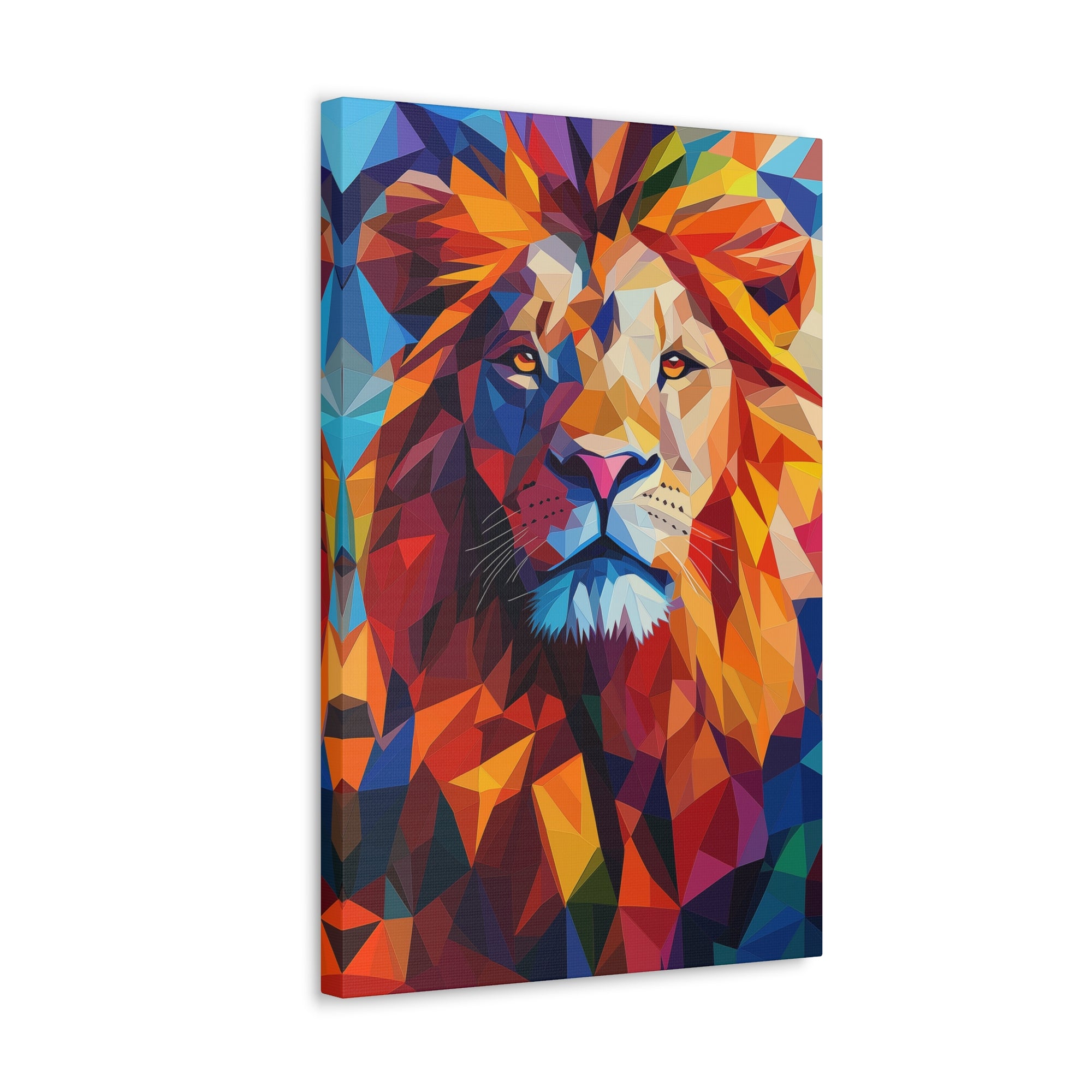 Crystalline Lion Canvas Wall Art - SynthFrame