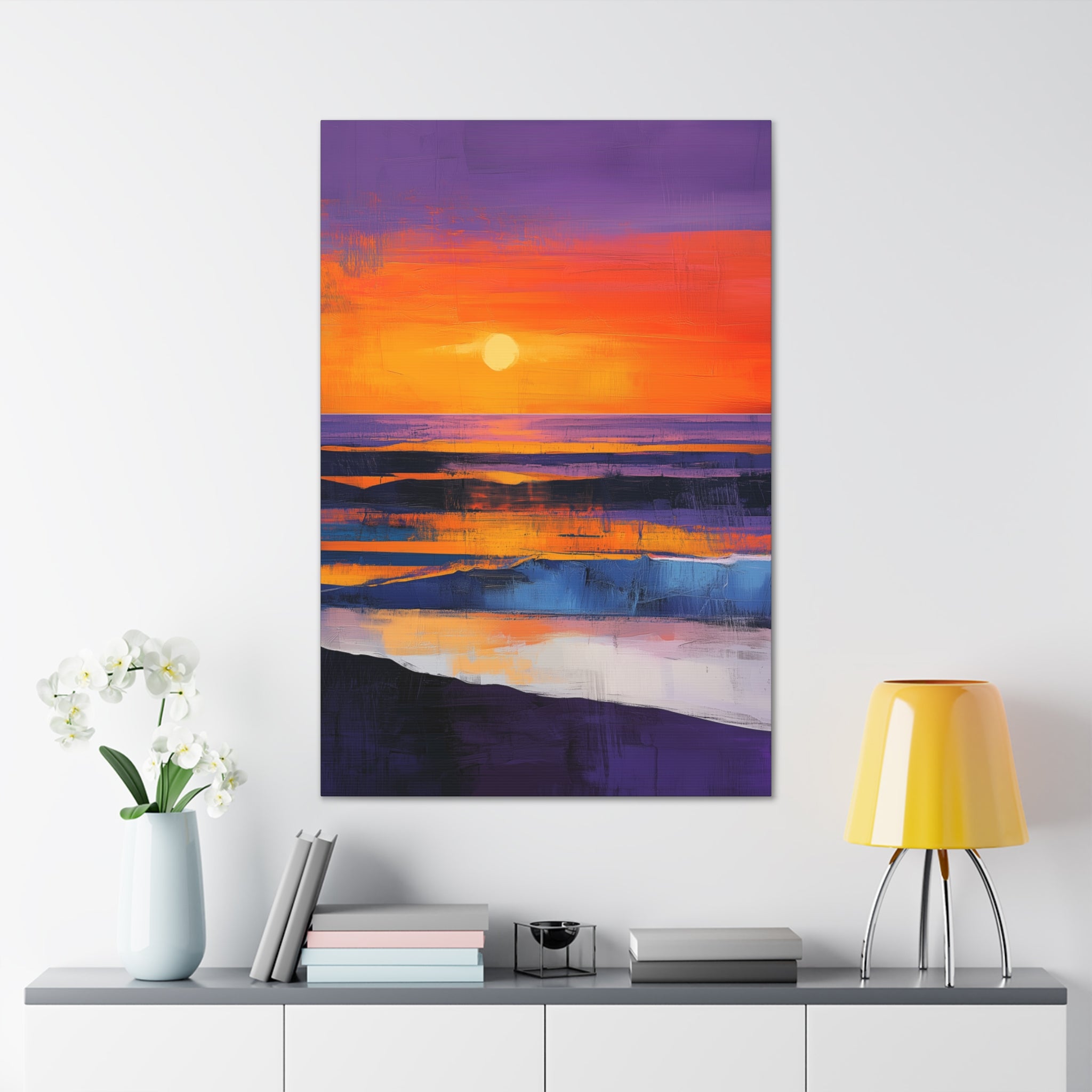 Abstract Coastal Sunset Canvas Wall Art - SynthFrame