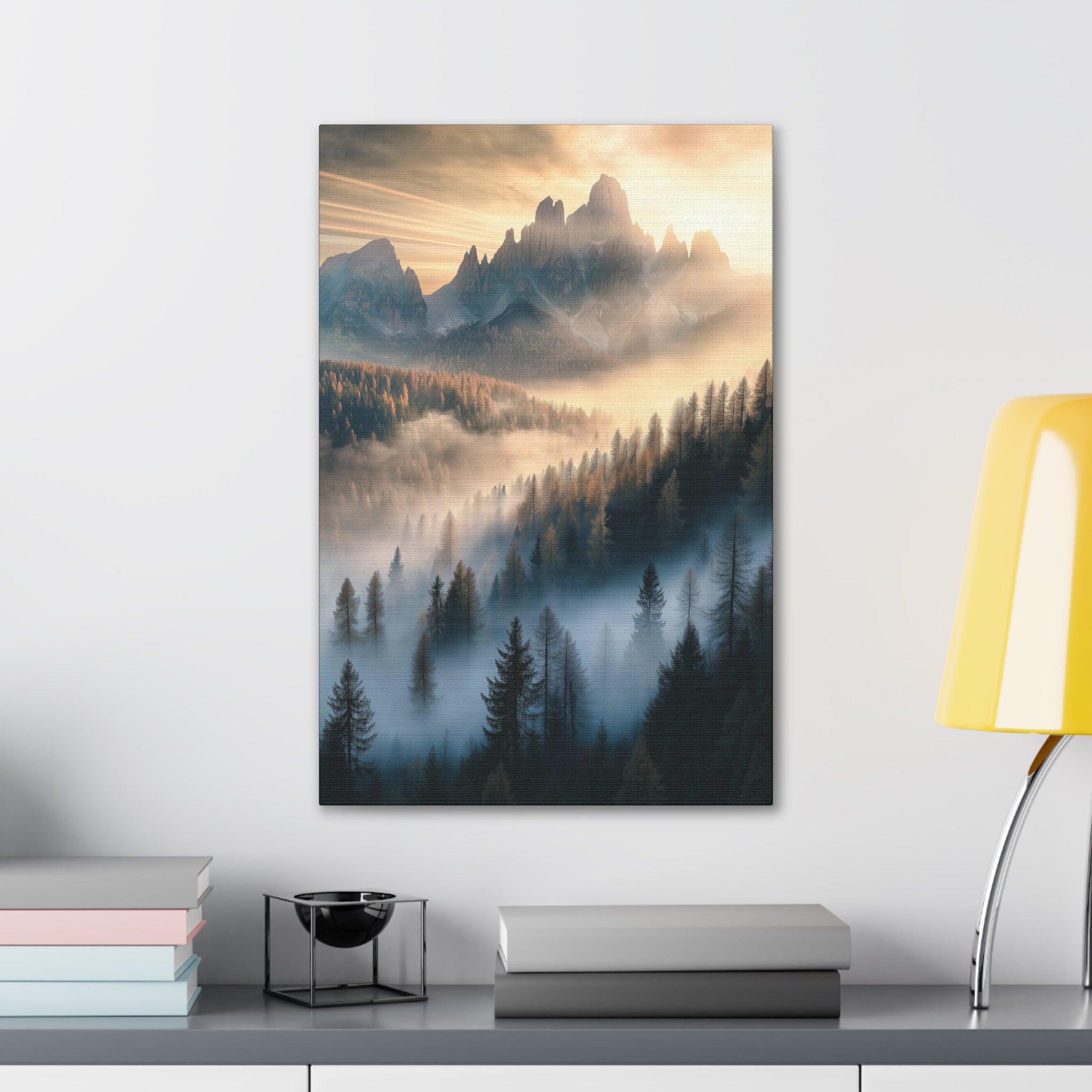 Misty Mountain Dreamscape Canvas Wall Art - SynthFrame