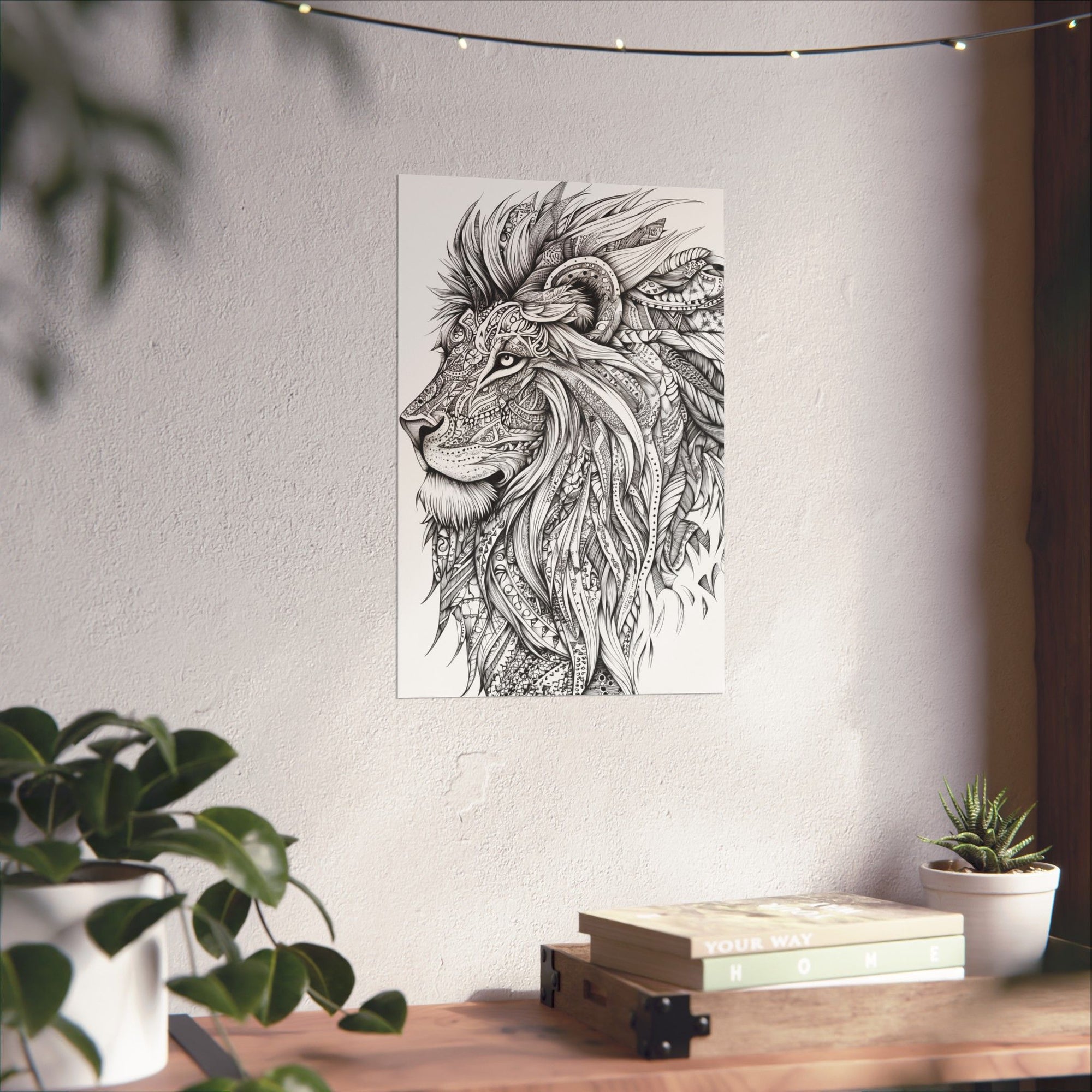 Zentangle Lion Poster