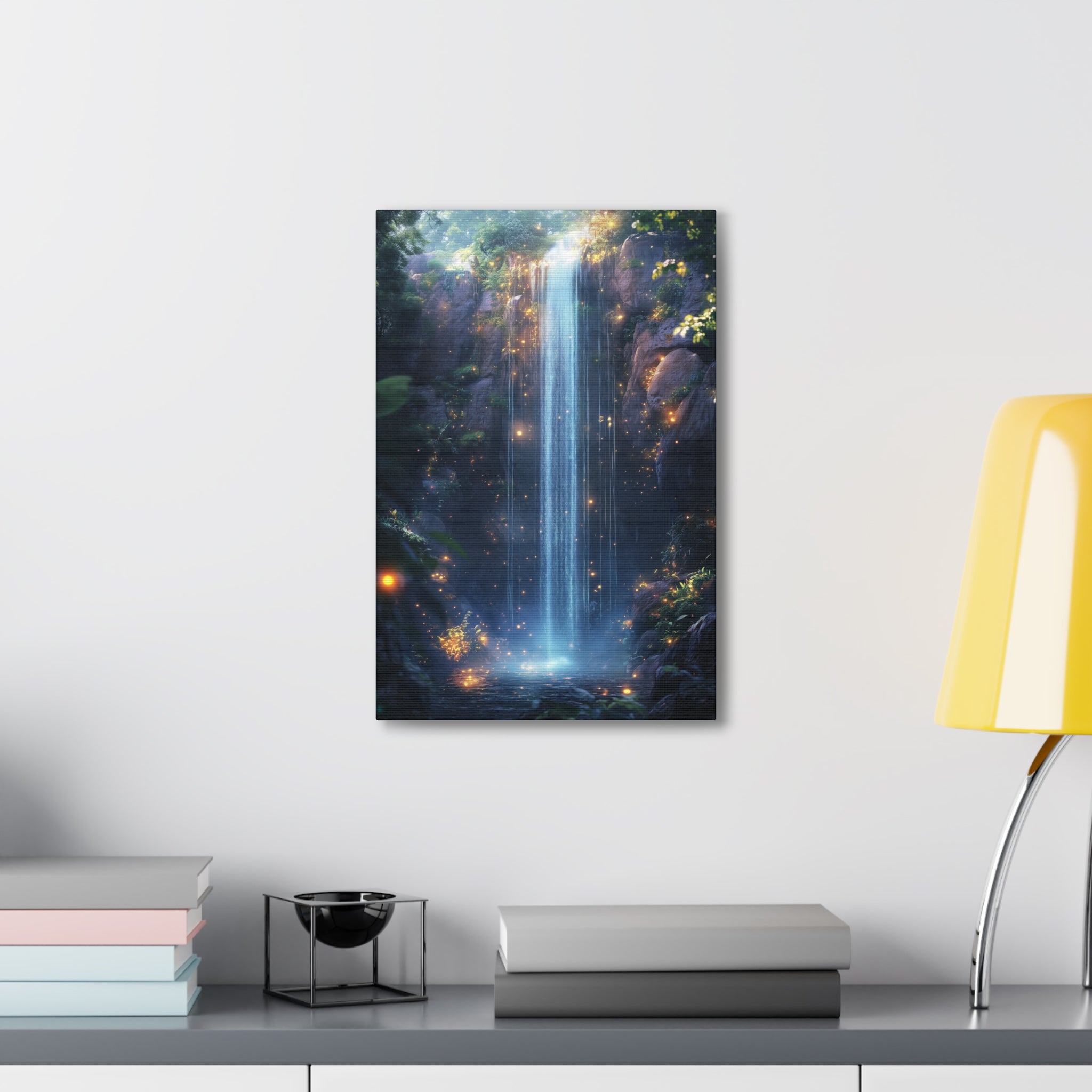 Enchanted Waterfall Oasis Canvas Wall Art - SynthFrame