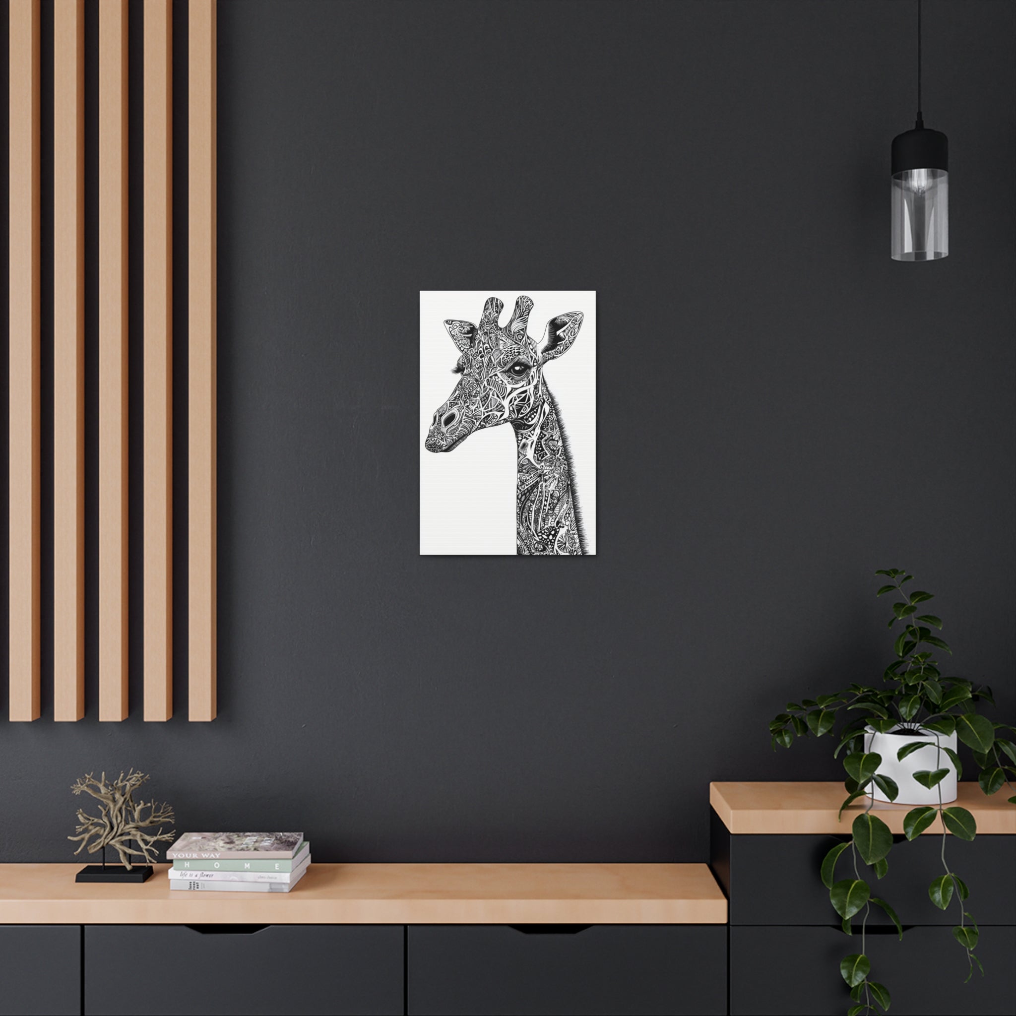 Zentangle Giraffe Canvas Wall Art - SynthFrame