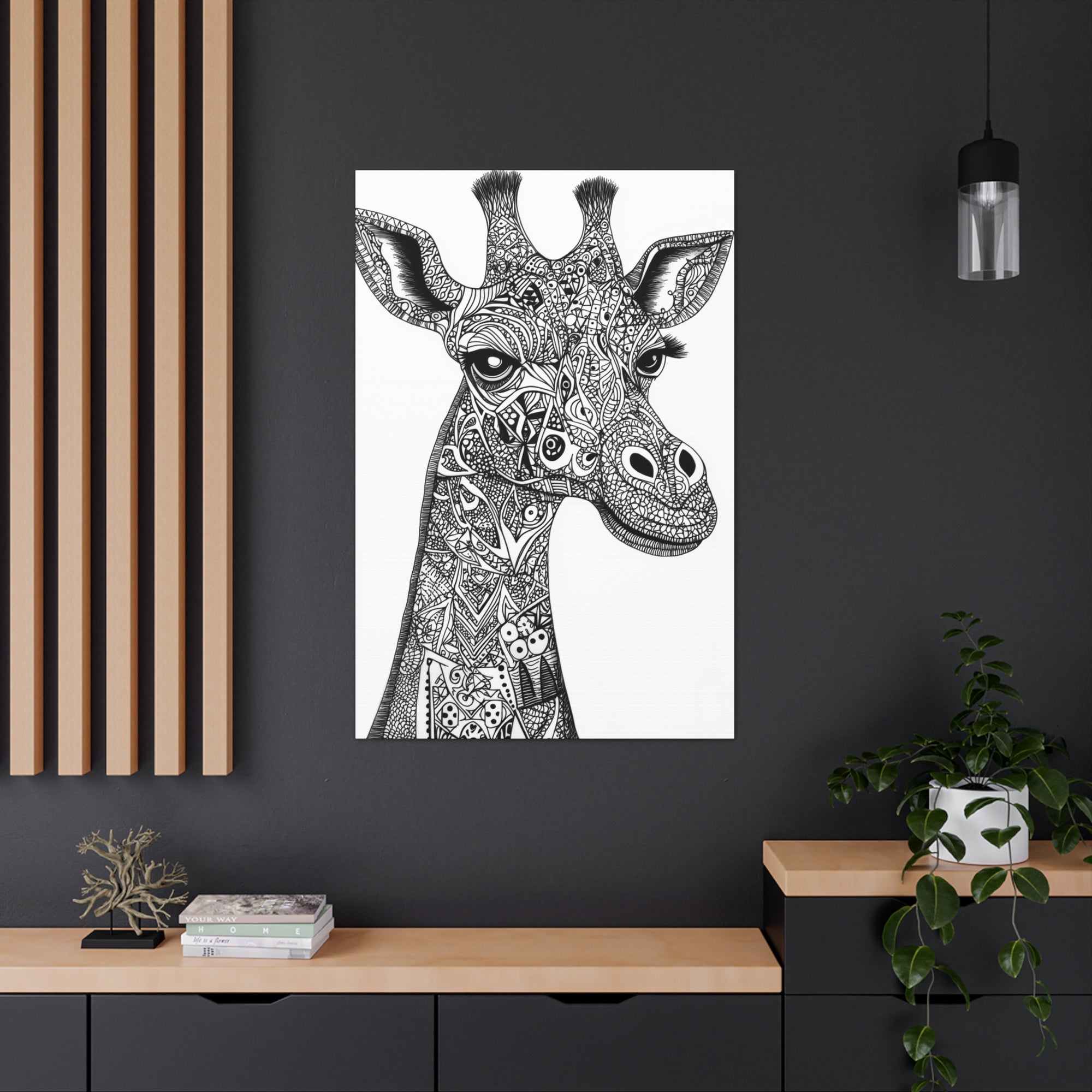 Zentangle Giraffe Canvas Wall Art - SynthFrame