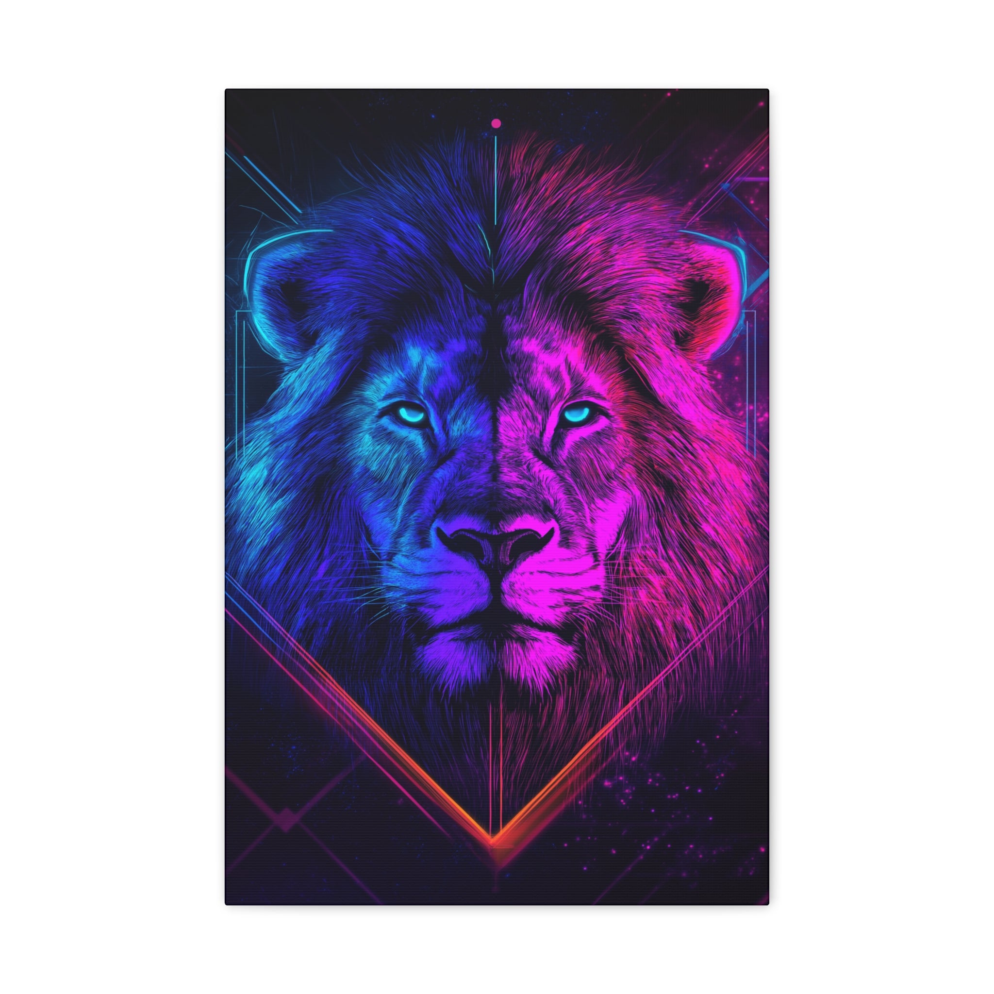 Neon Lion Canvas Wall Art - SynthFrame