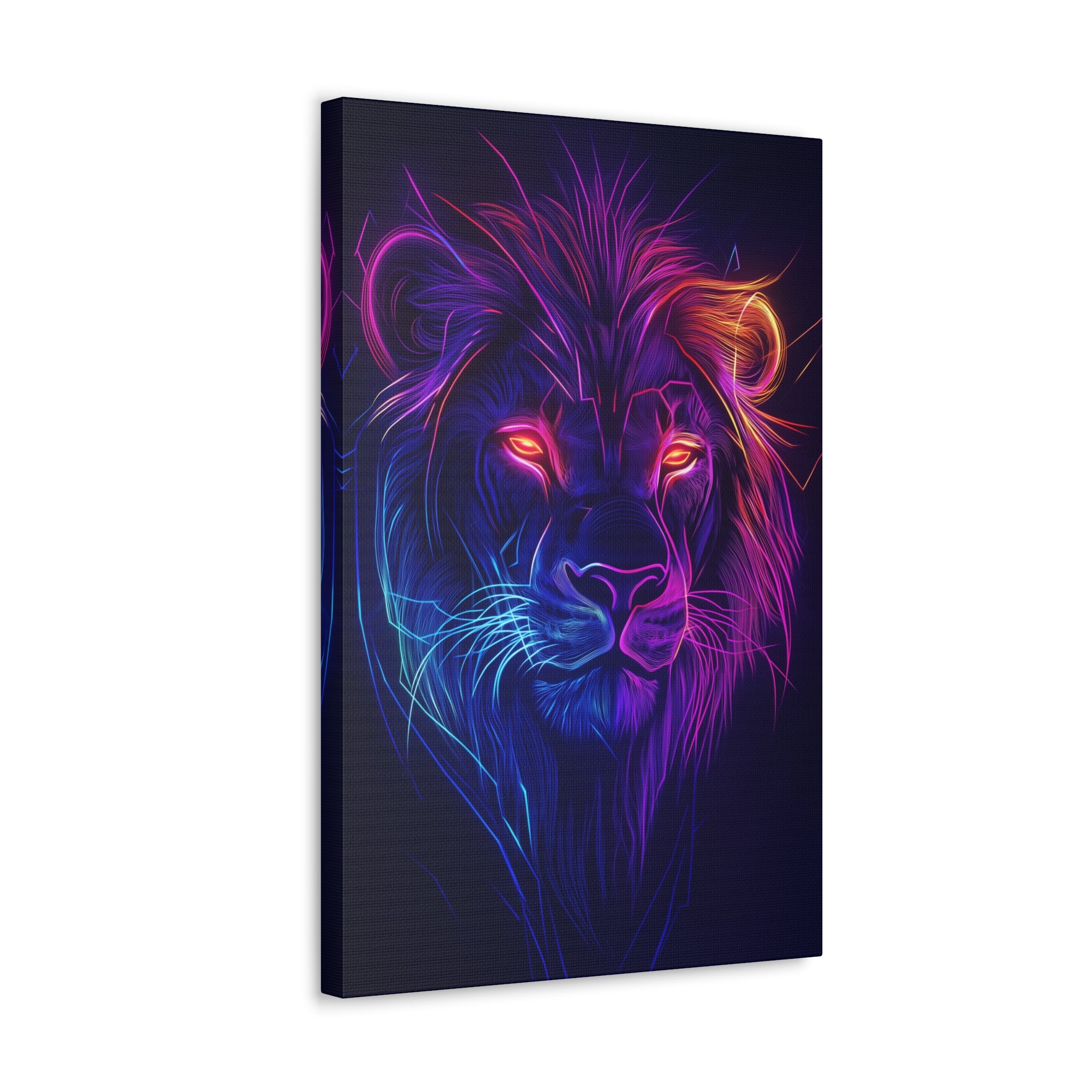 Neon Lion Canvas Wall Art - SynthFrame