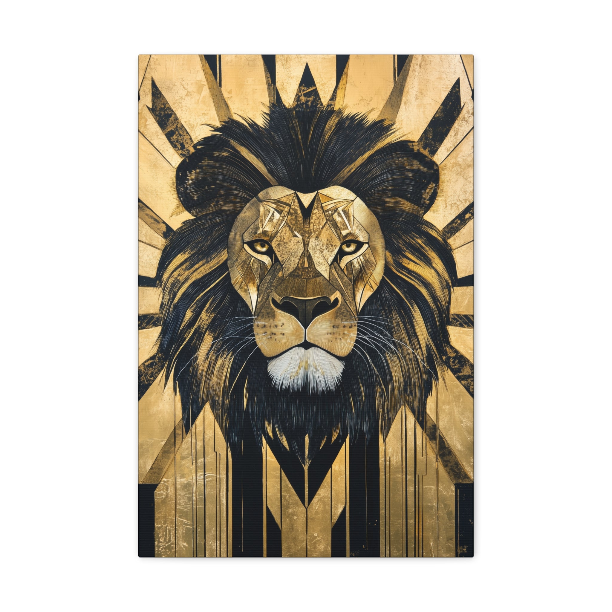 Gilded Lion Canvas Wall Art - SynthFrame