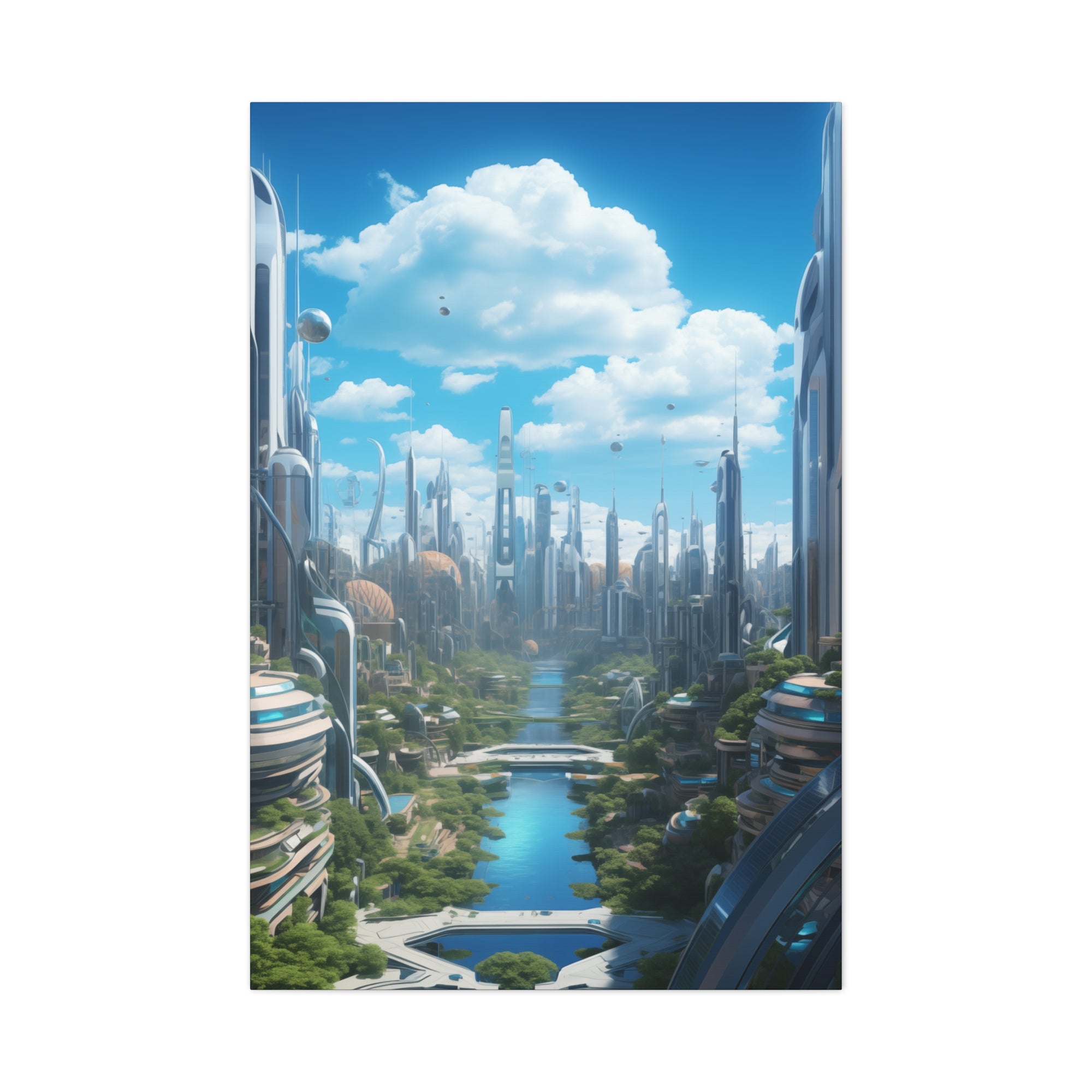 Futuristic Eco City 4 Canvas Wall Art - SynthFrame