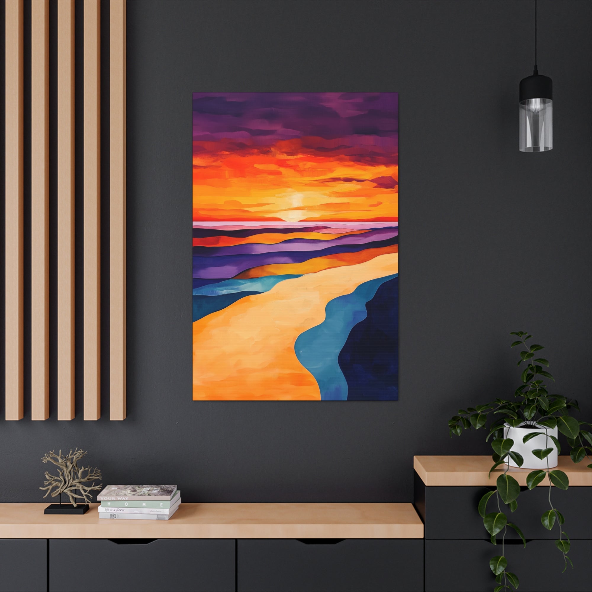 Abstract Coastal Sunset Canvas Wall Art - SynthFrame