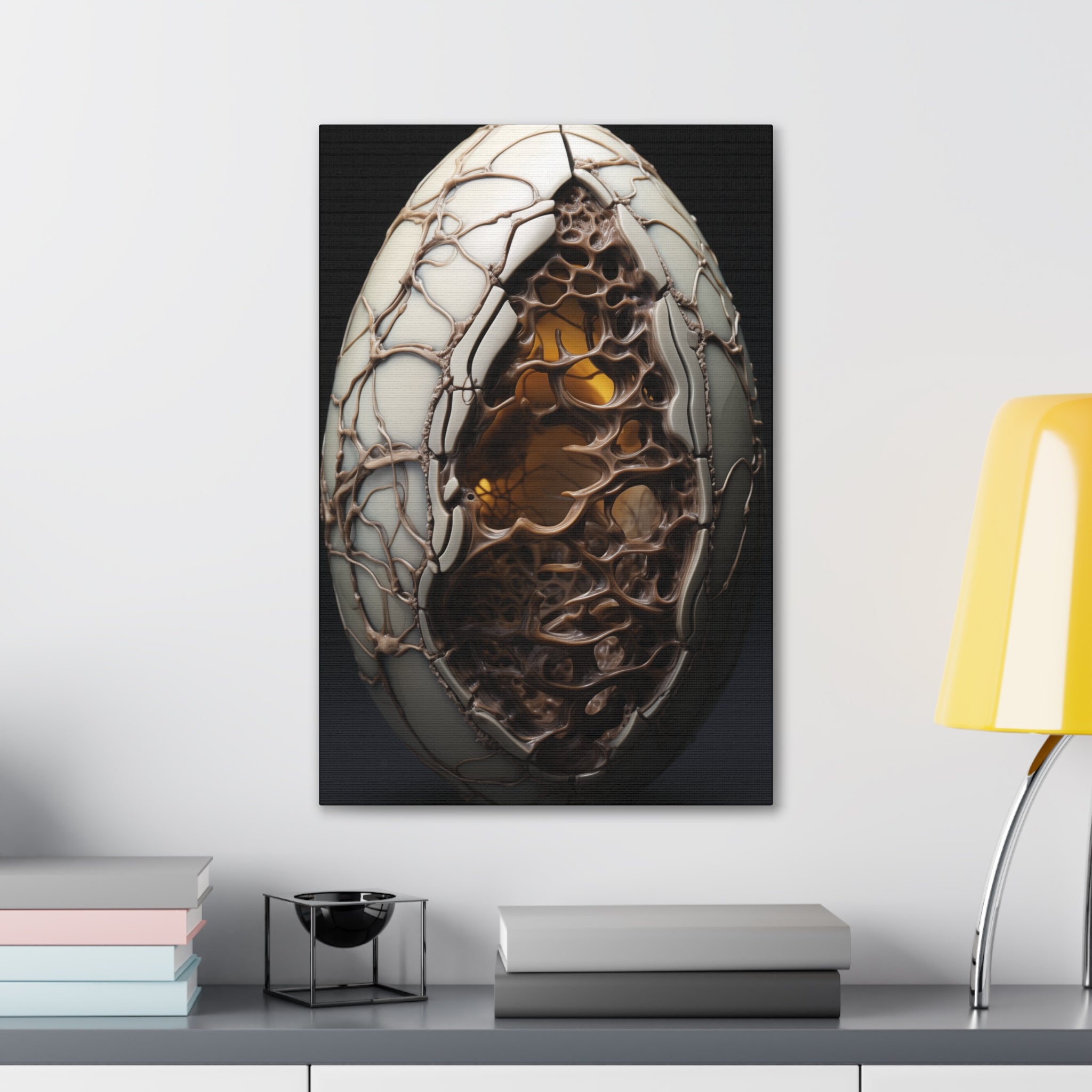 White Alien Egg 5 Canvas Wall Art - SynthFrame