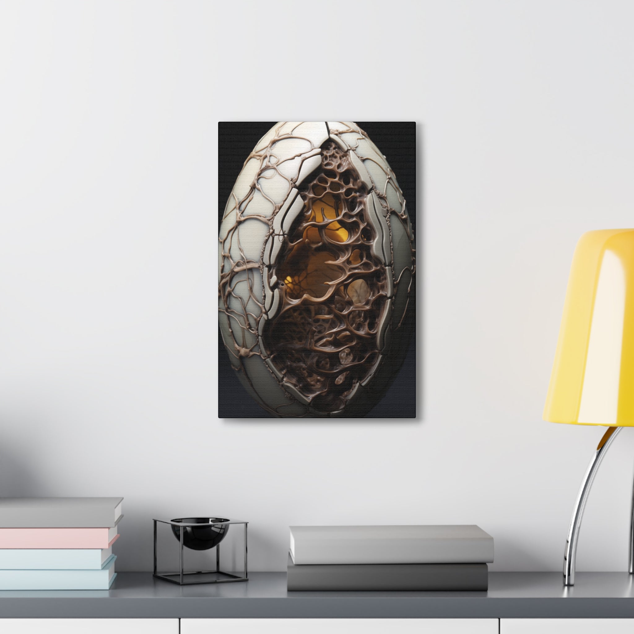 White Alien Egg 5 Canvas Wall Art - SynthFrame