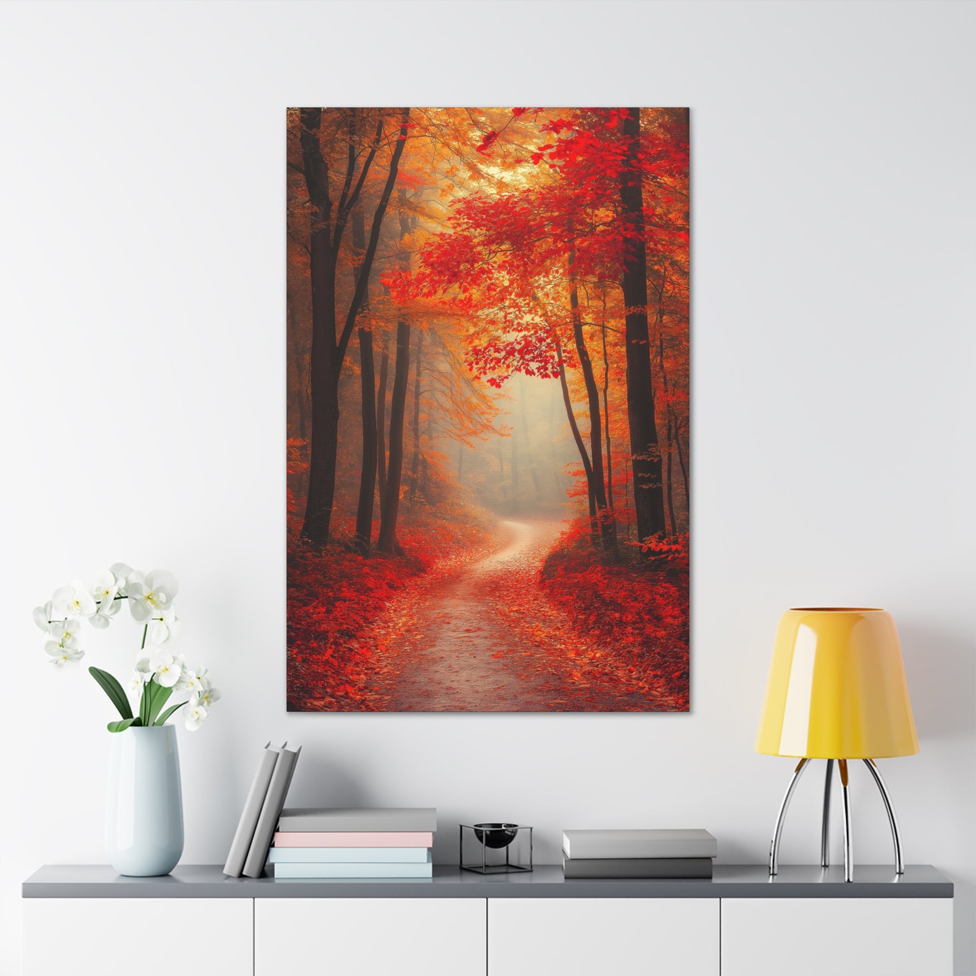 Autumn Forest Path Canvas Wall Art - SynthFrame