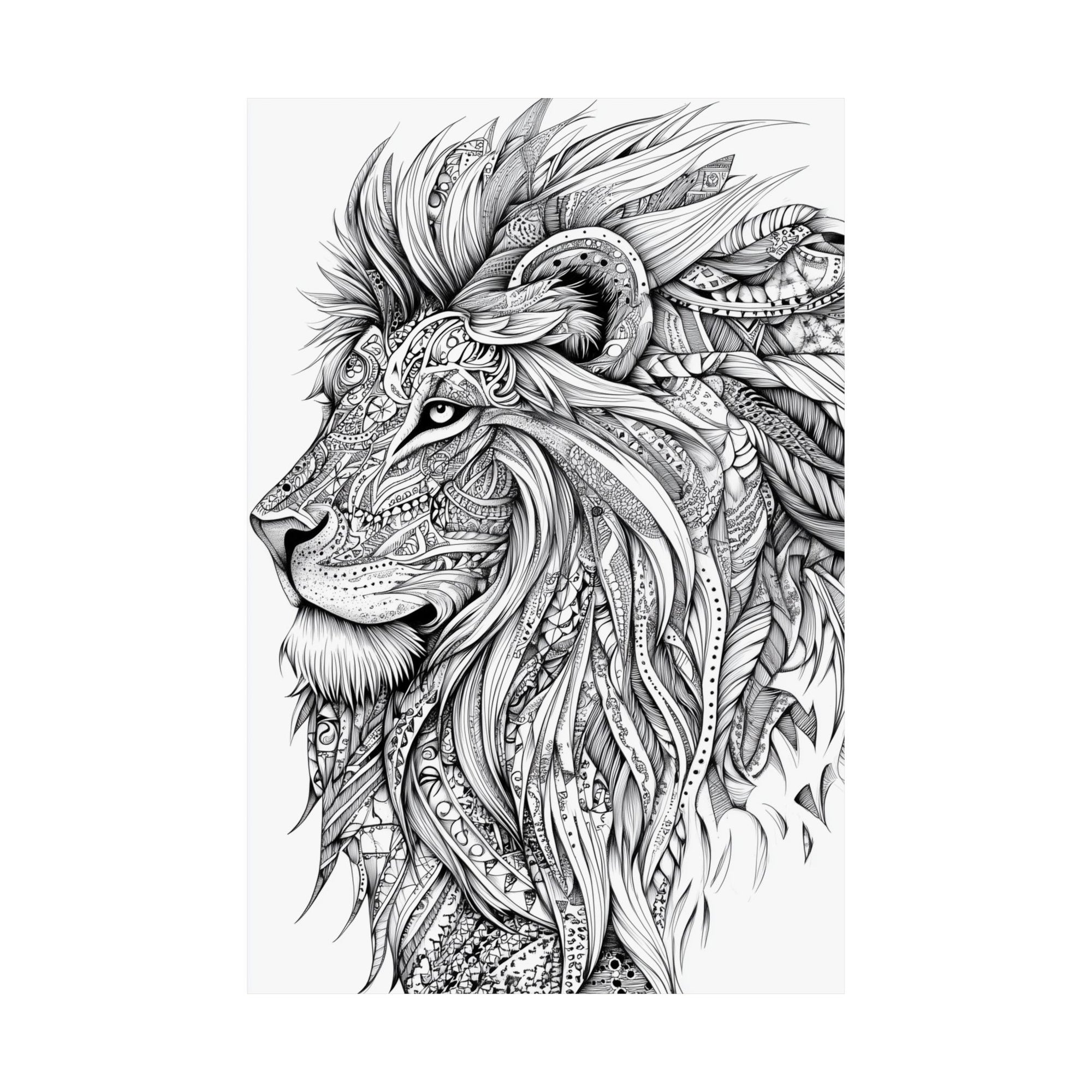 Zentangle Lion Poster