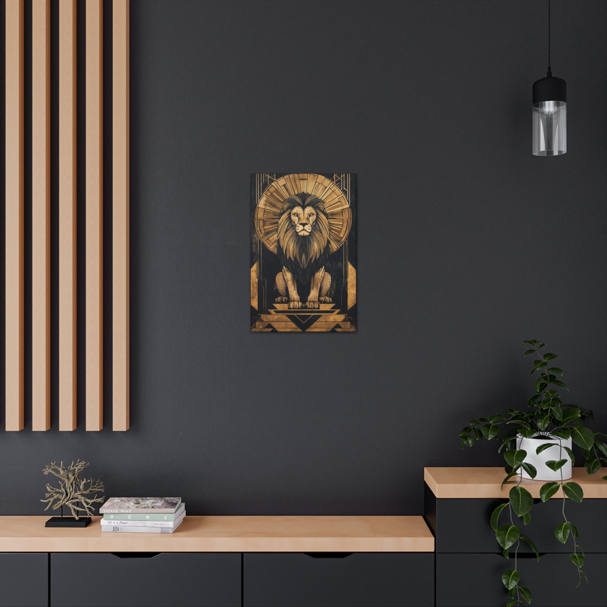 Gilded Lion Canvas Wall Art - SynthFrame