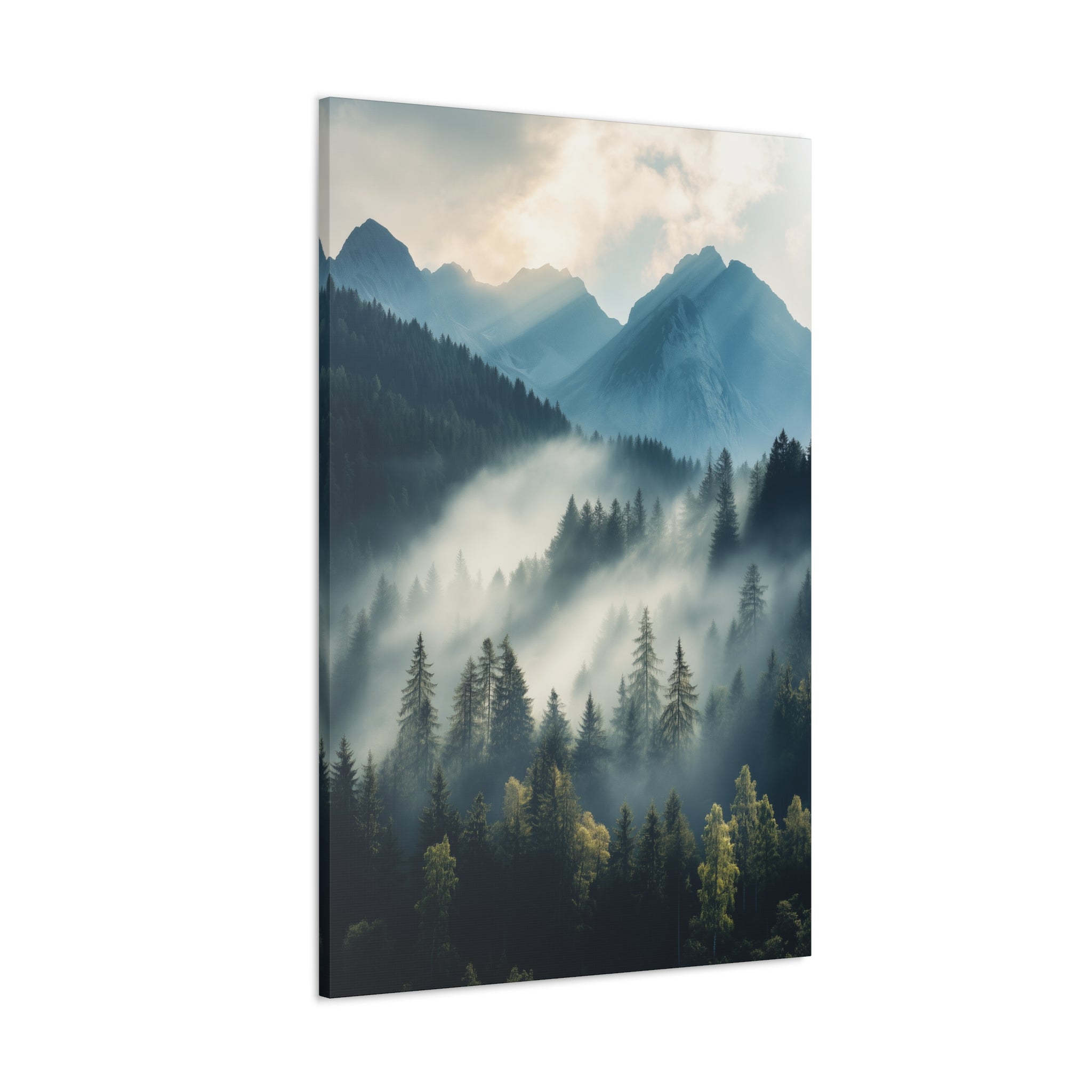 Misty Mountain Dreamscape Canvas Wall Art - SynthFrame