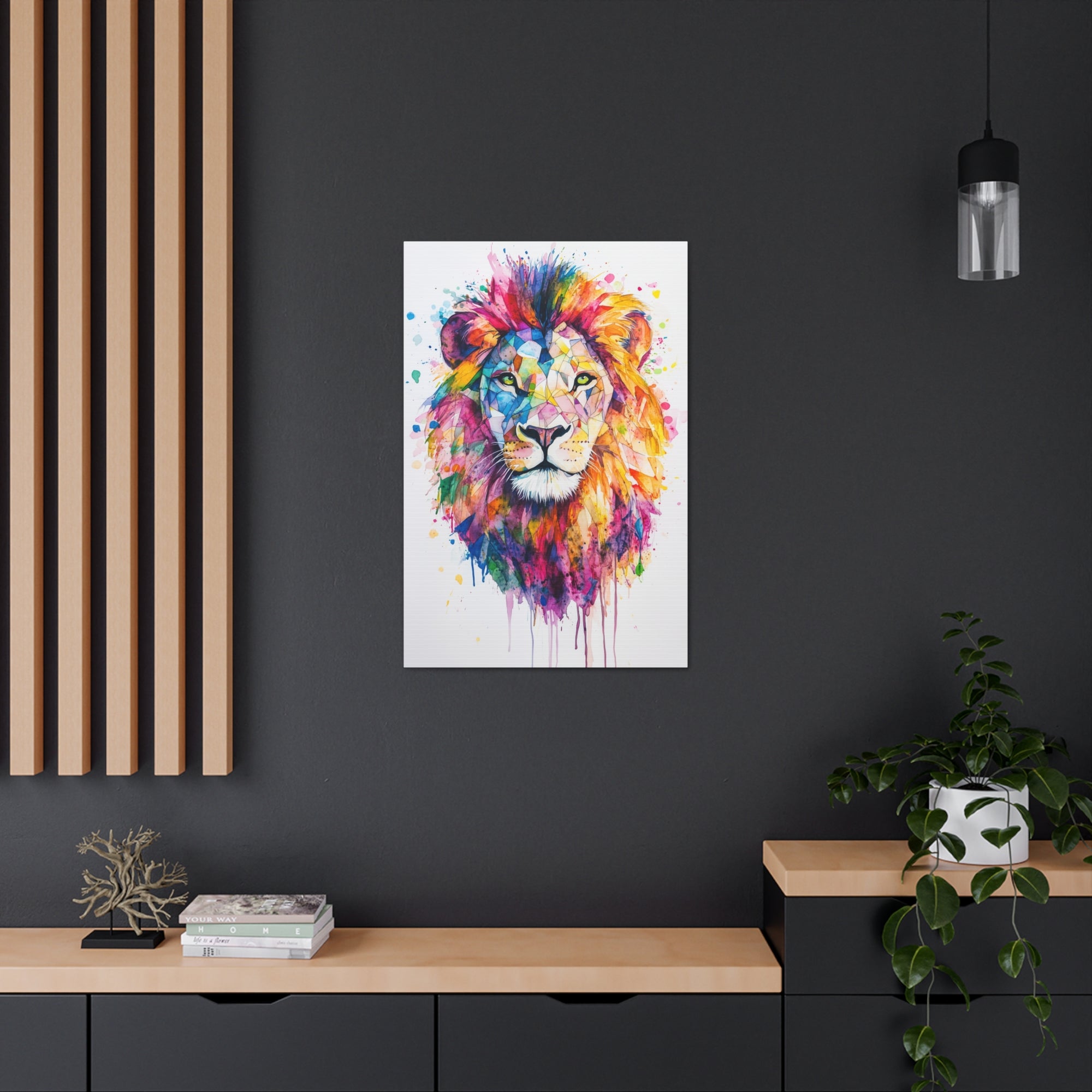 Watercolor Lion Canvas Wall Art - SynthFrame