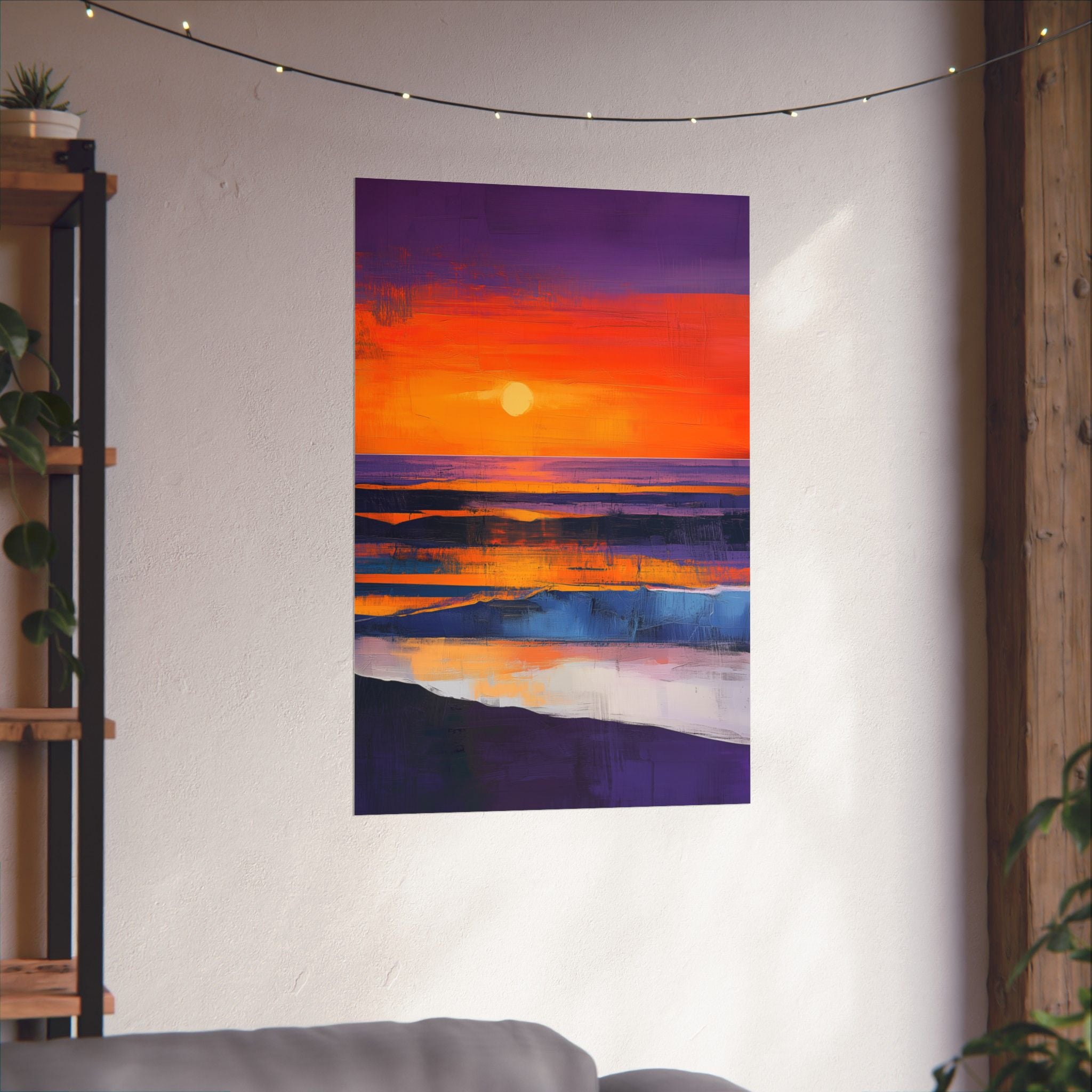 Abstract Coastal Sunset Poster Wall Art - SynthFrame