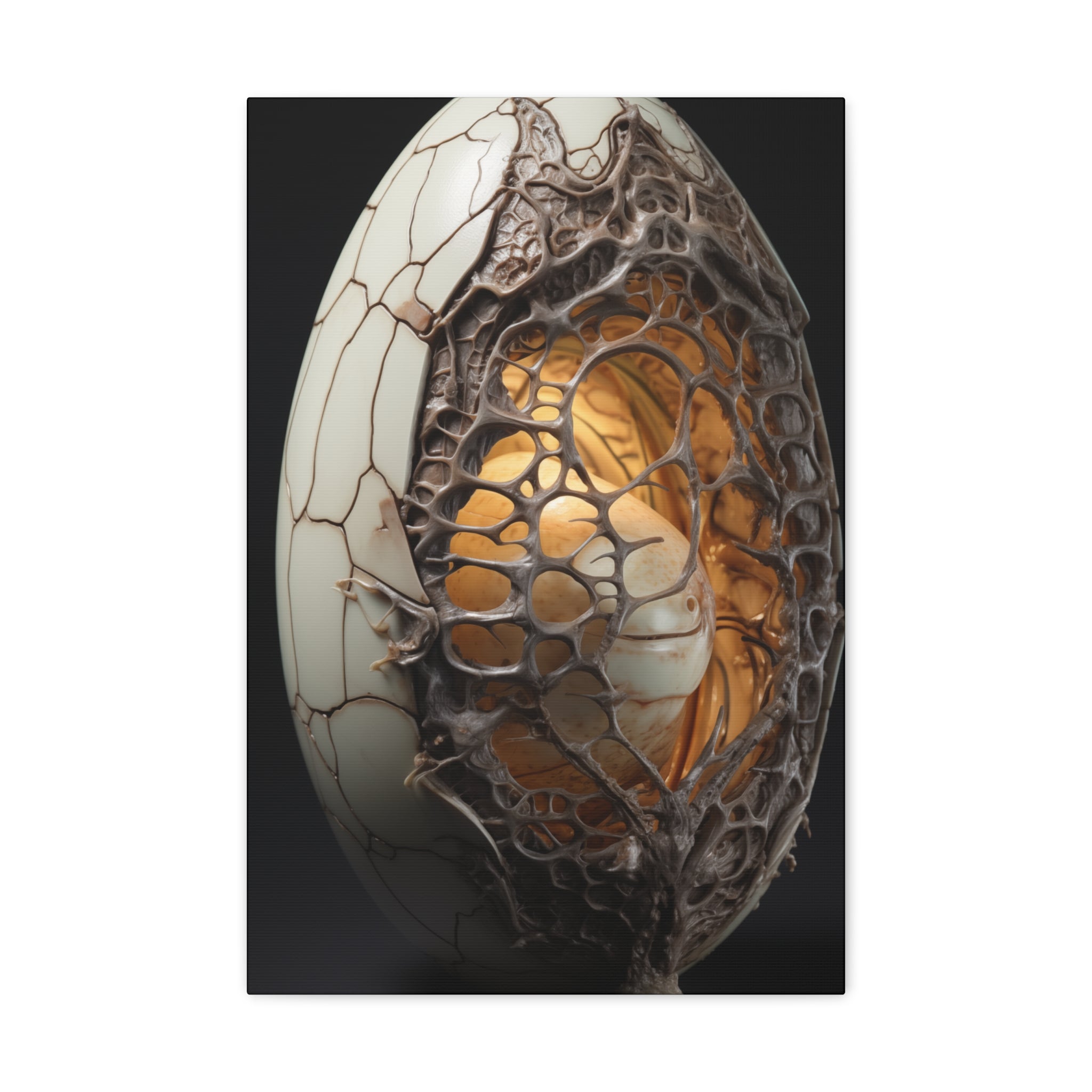 White Alien Egg 4 Canvas Wall Art - SynthFrame