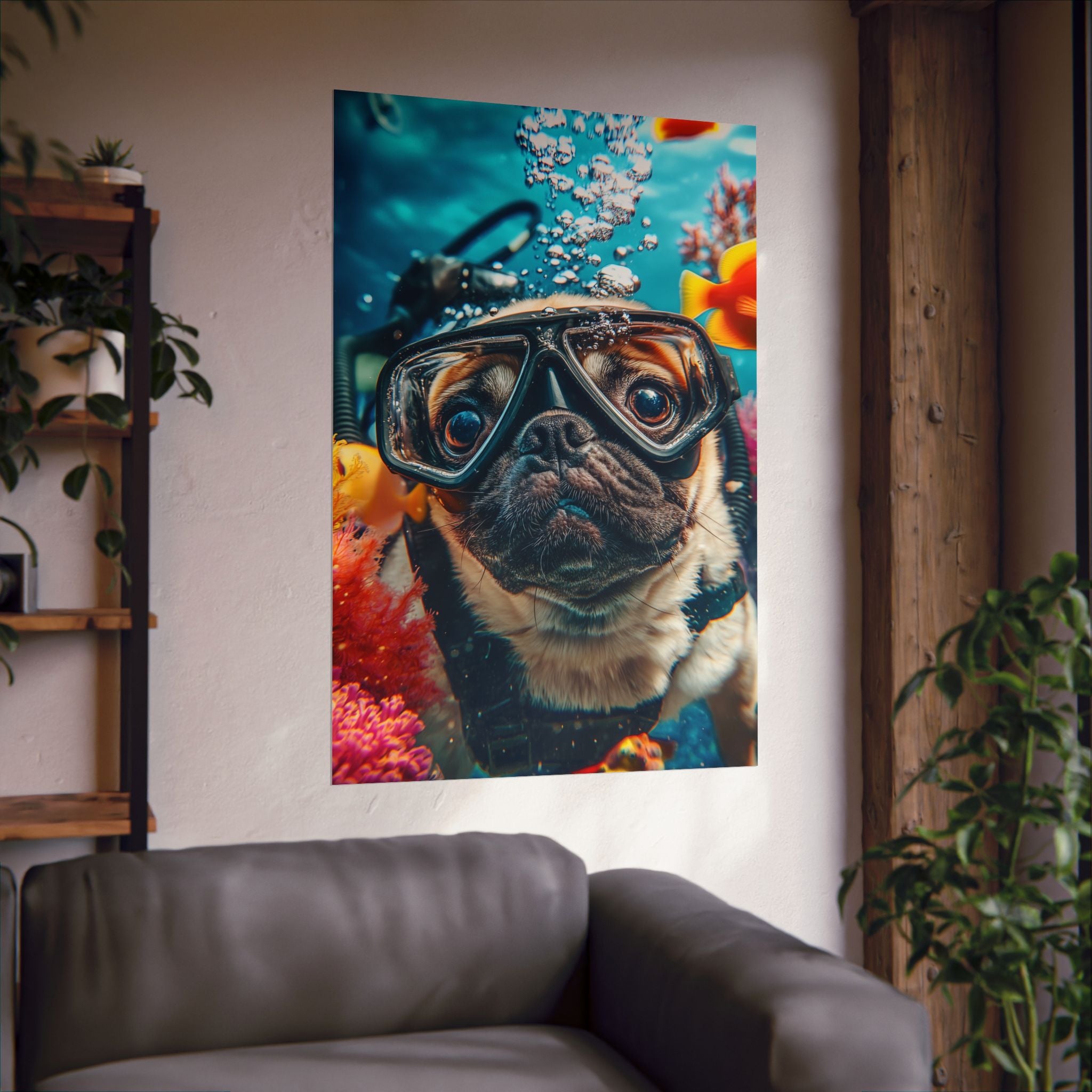 Underwater Pug Poster