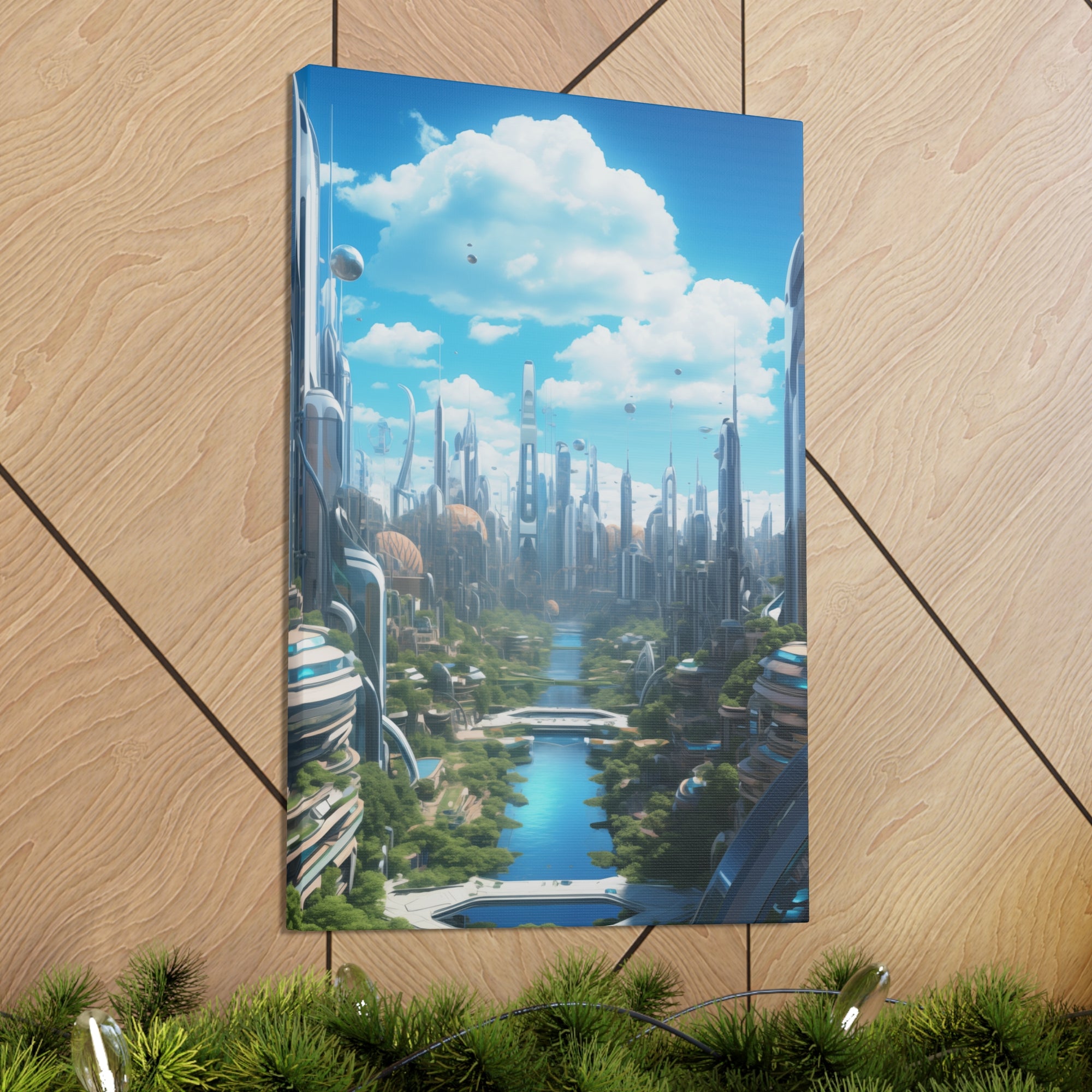 Futuristic Eco City 4 Canvas Wall Art - SynthFrame