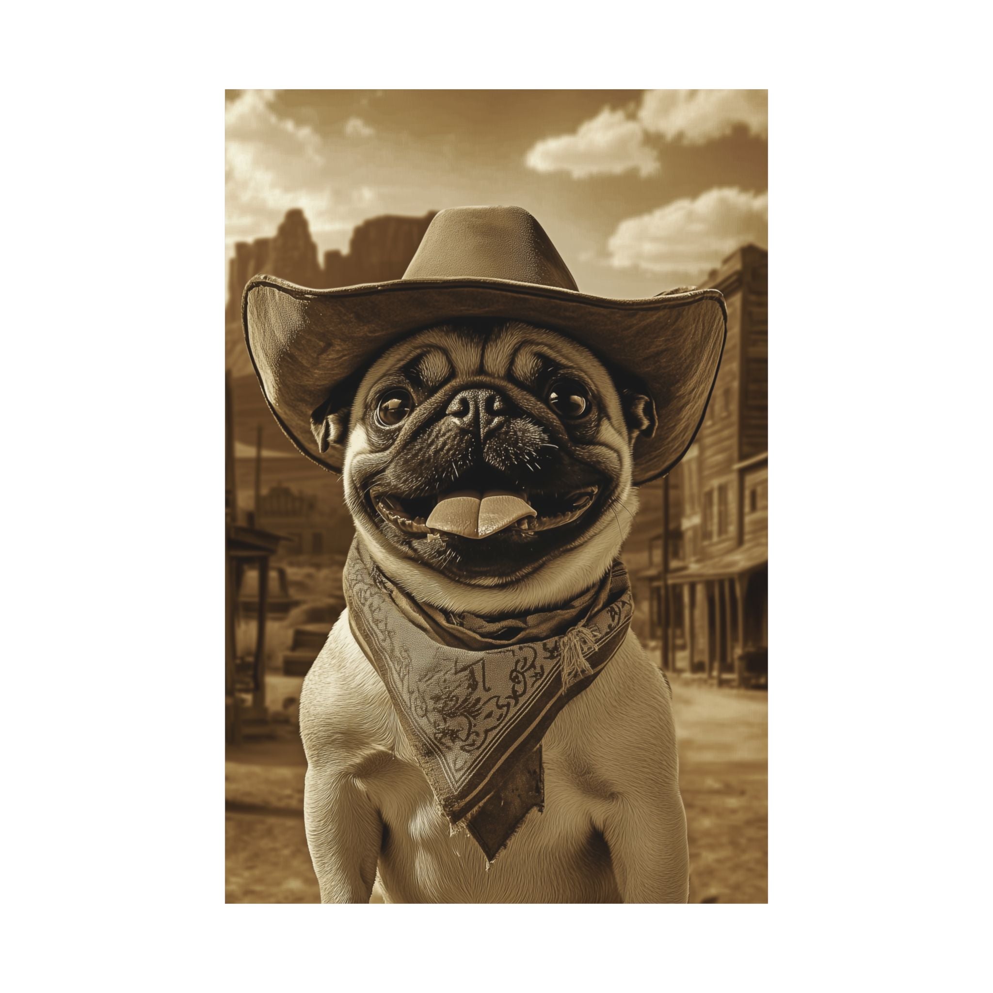 Wild West Pug Poster