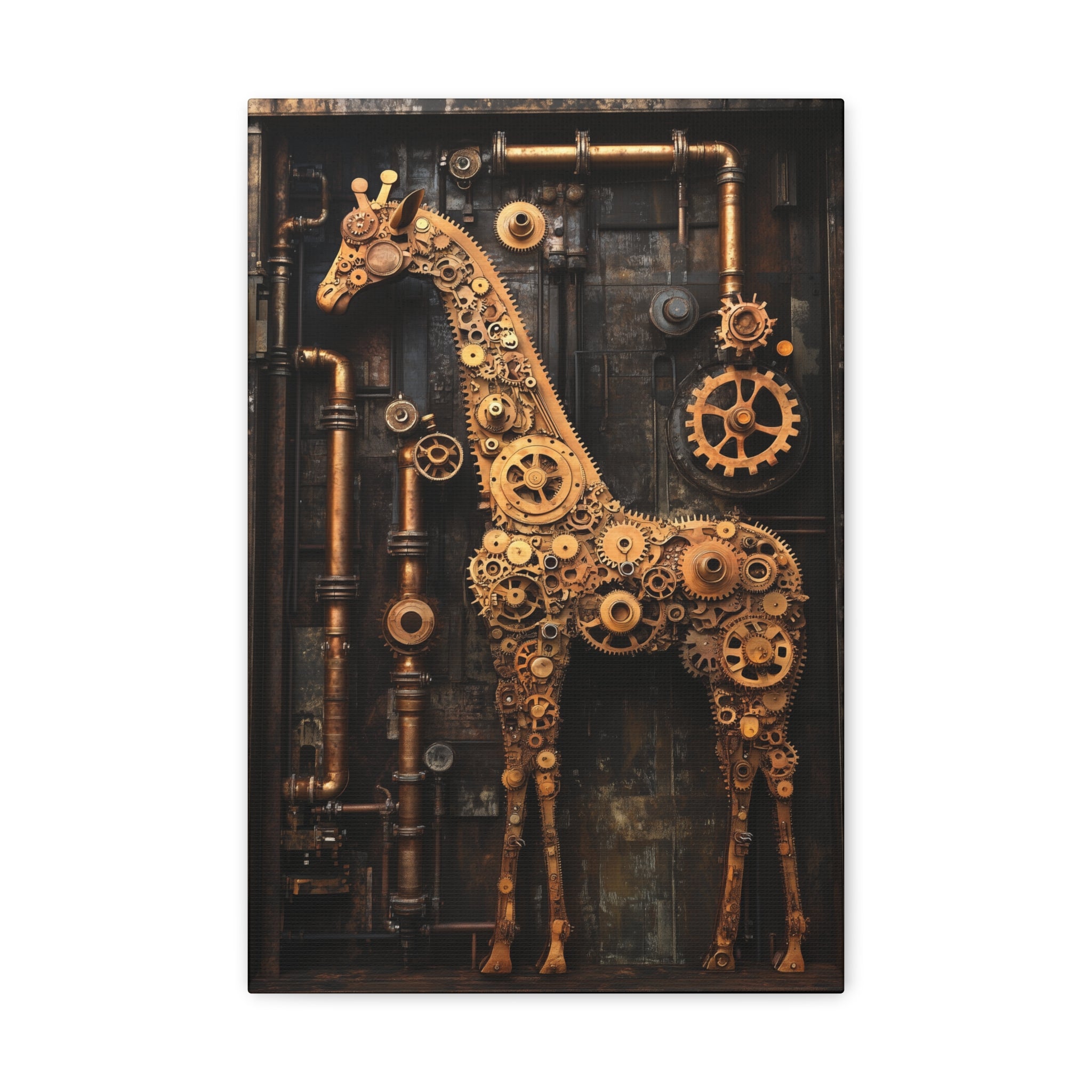 Steampunk Giraffe Canvas Wall Art - SynthFrame