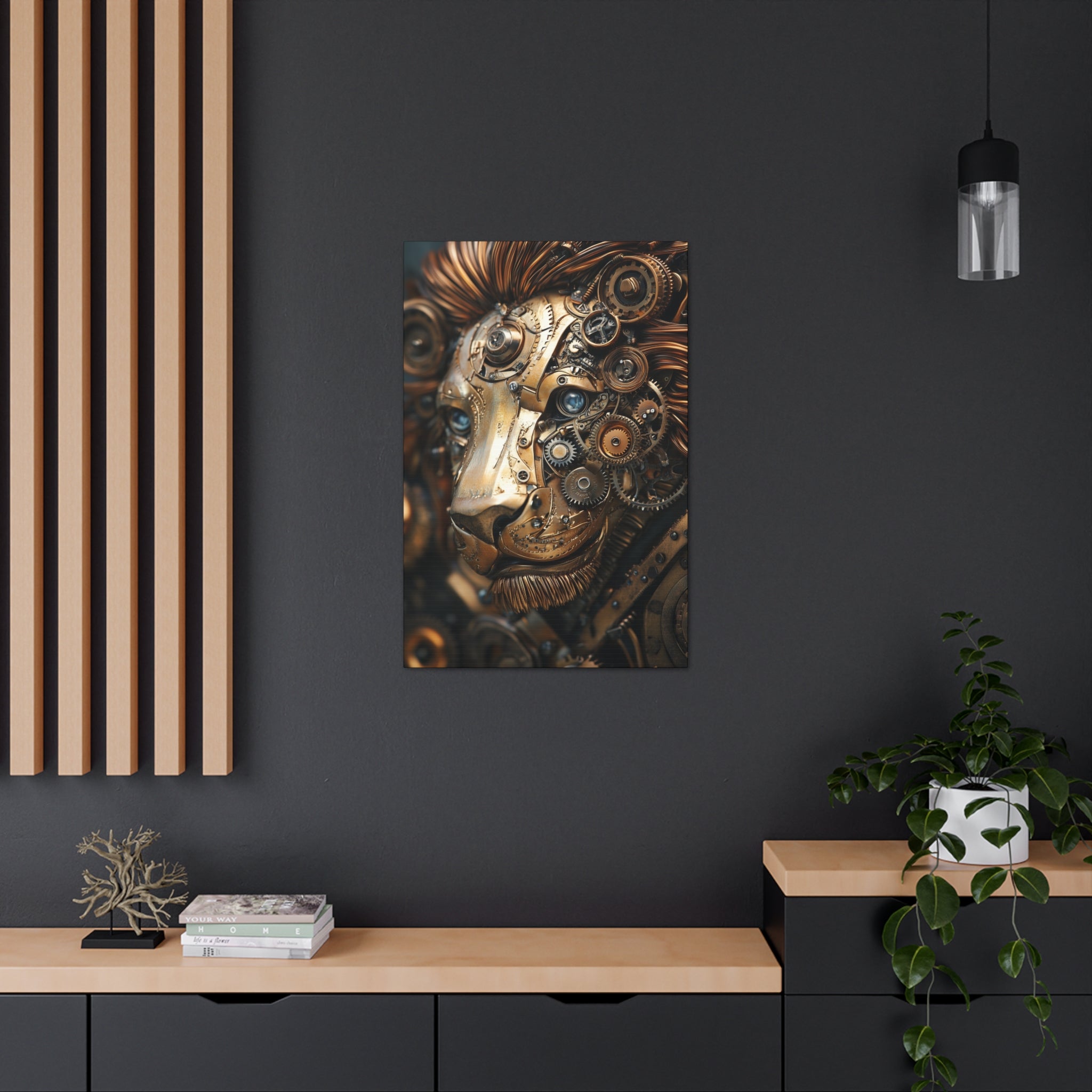 Steampunk Lion Canvas Wall Art - SynthFrame