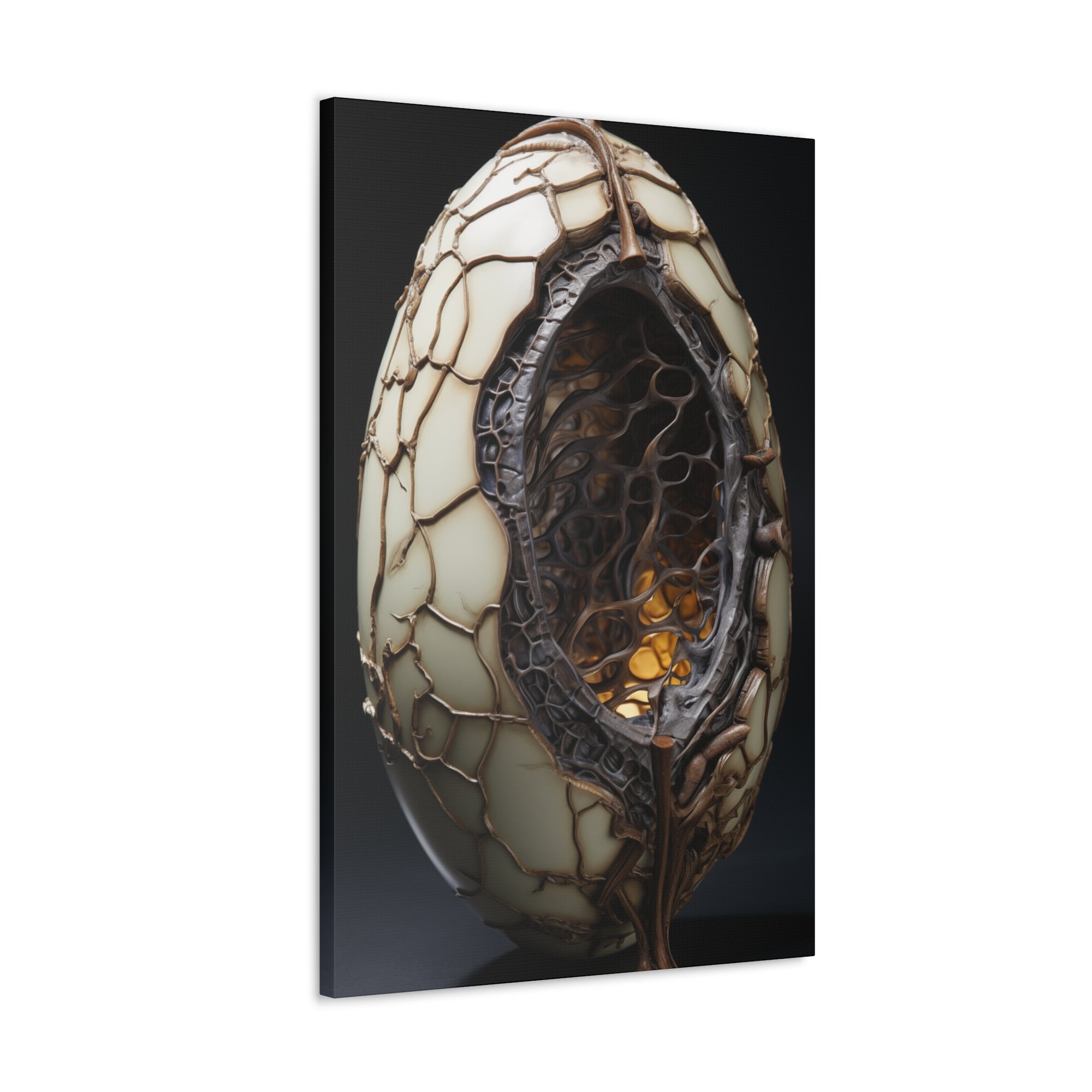 White Alien Egg 6 Canvas Wall Art - SynthFrame