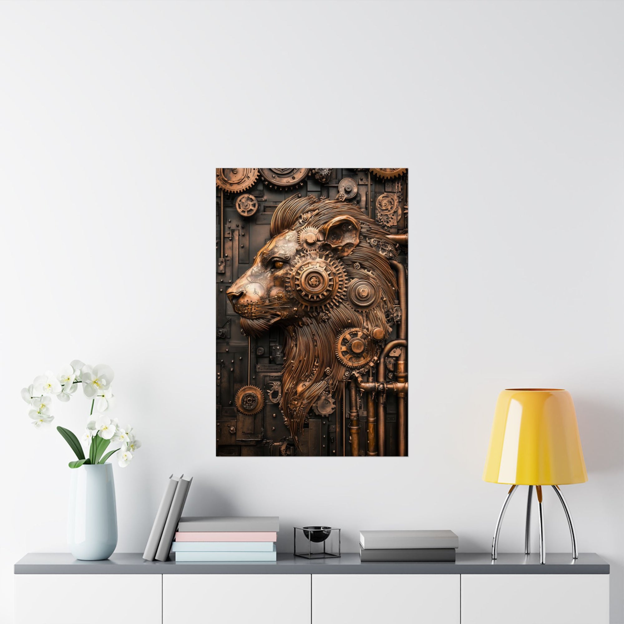 Steampunk Lion: Mechanical Marvel Poster