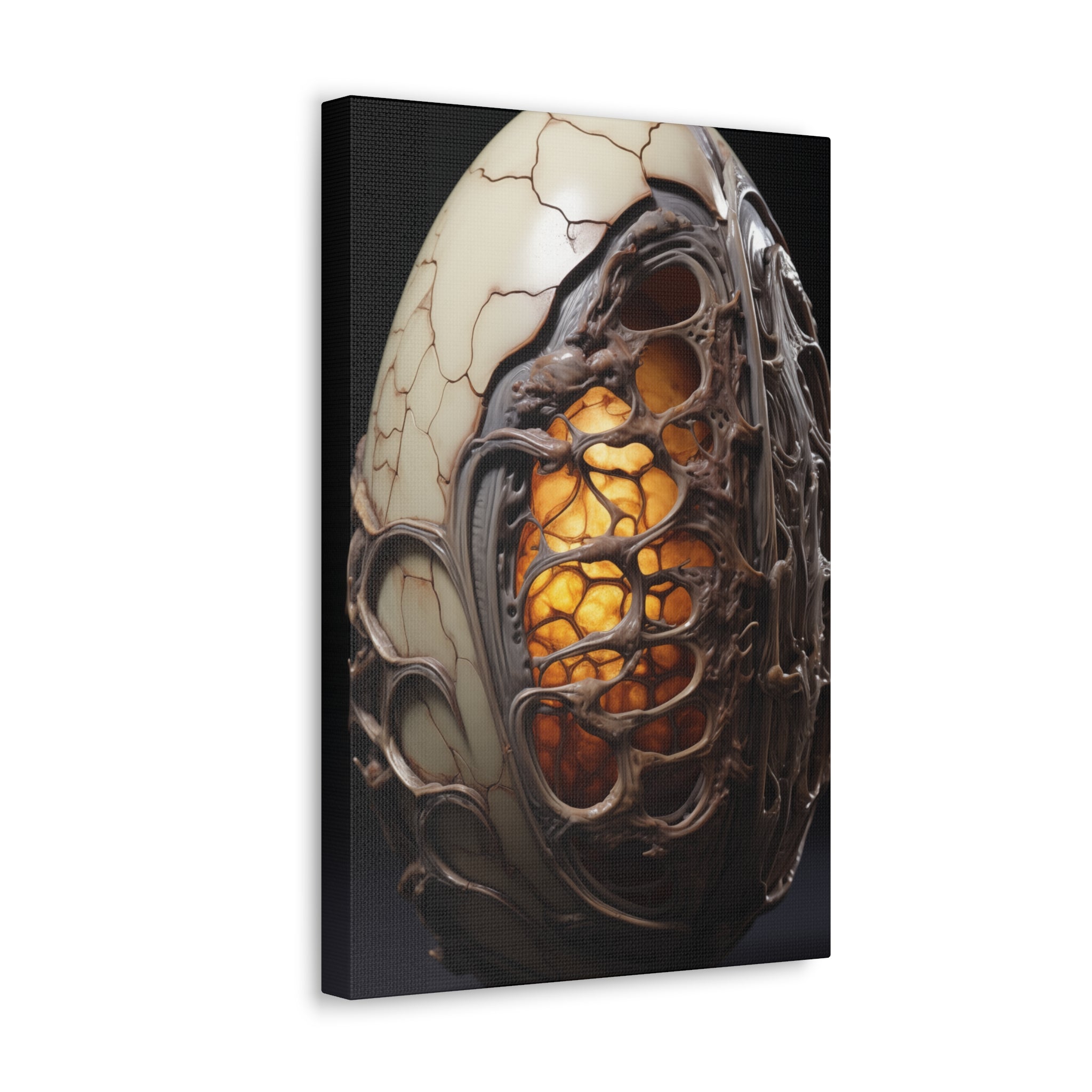 White Alien Egg 10 Canvas Wall Art - SynthFrame