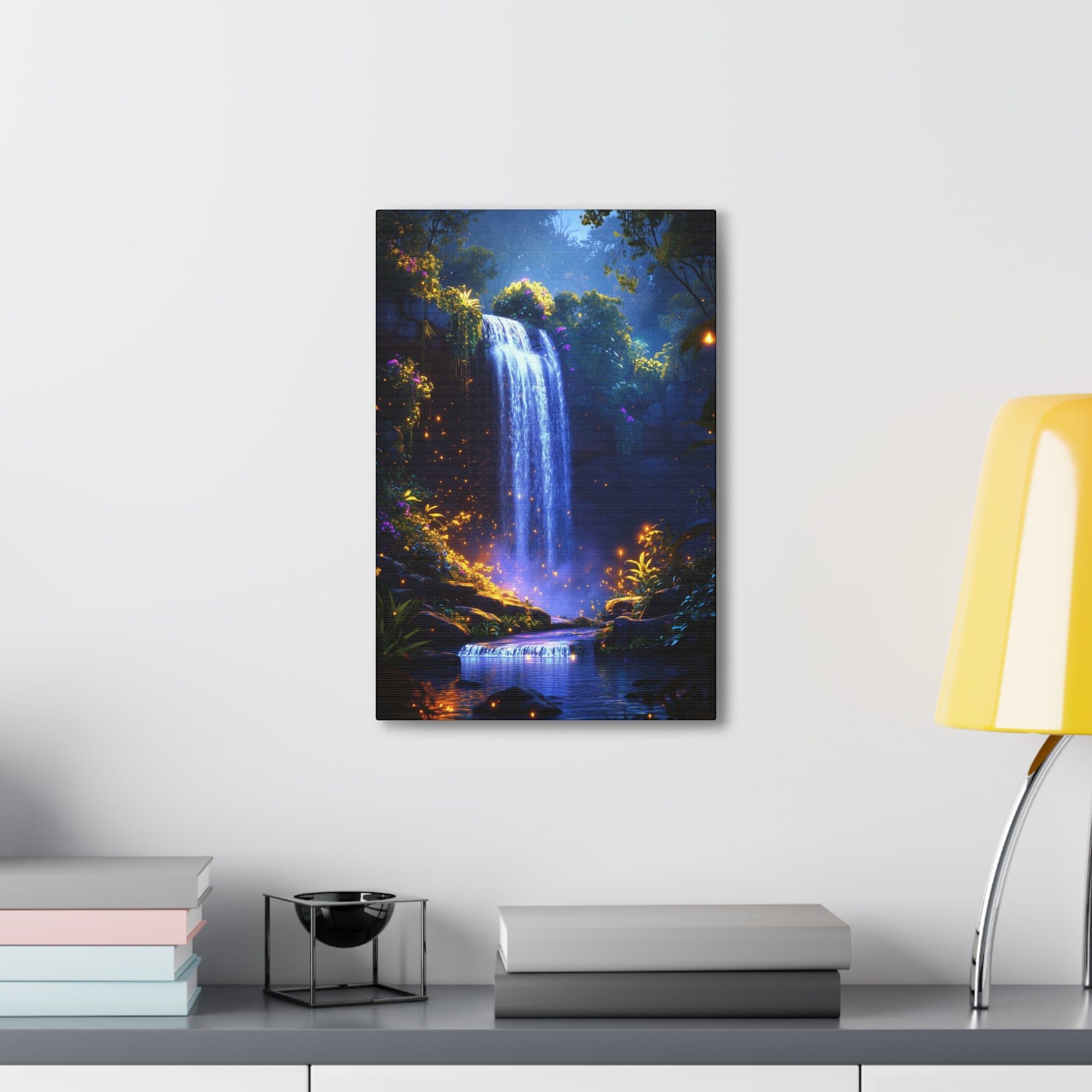 Enchanted Waterfall Oasis Canvas Wall Art - SynthFrame