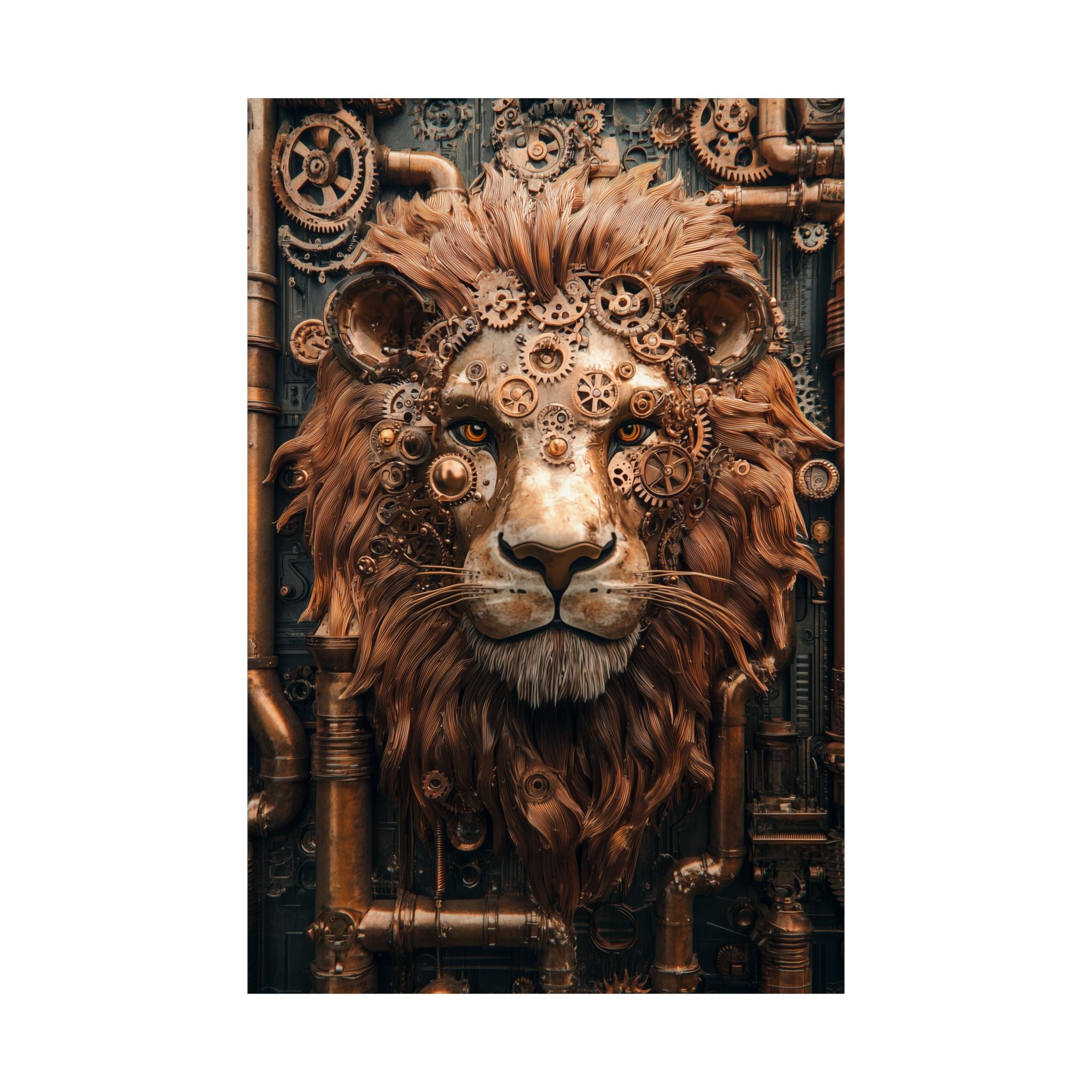 Steampunk Lion: Mechanical Marvel Poster