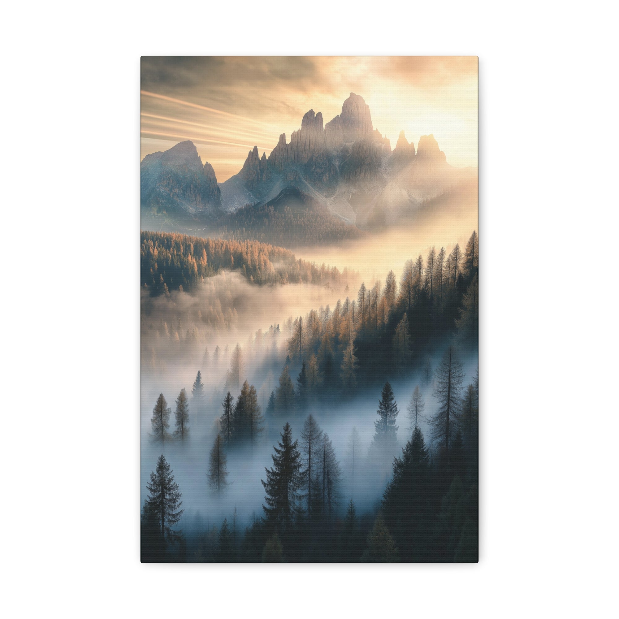 Misty Mountain Dreamscape Canvas Wall Art - SynthFrame