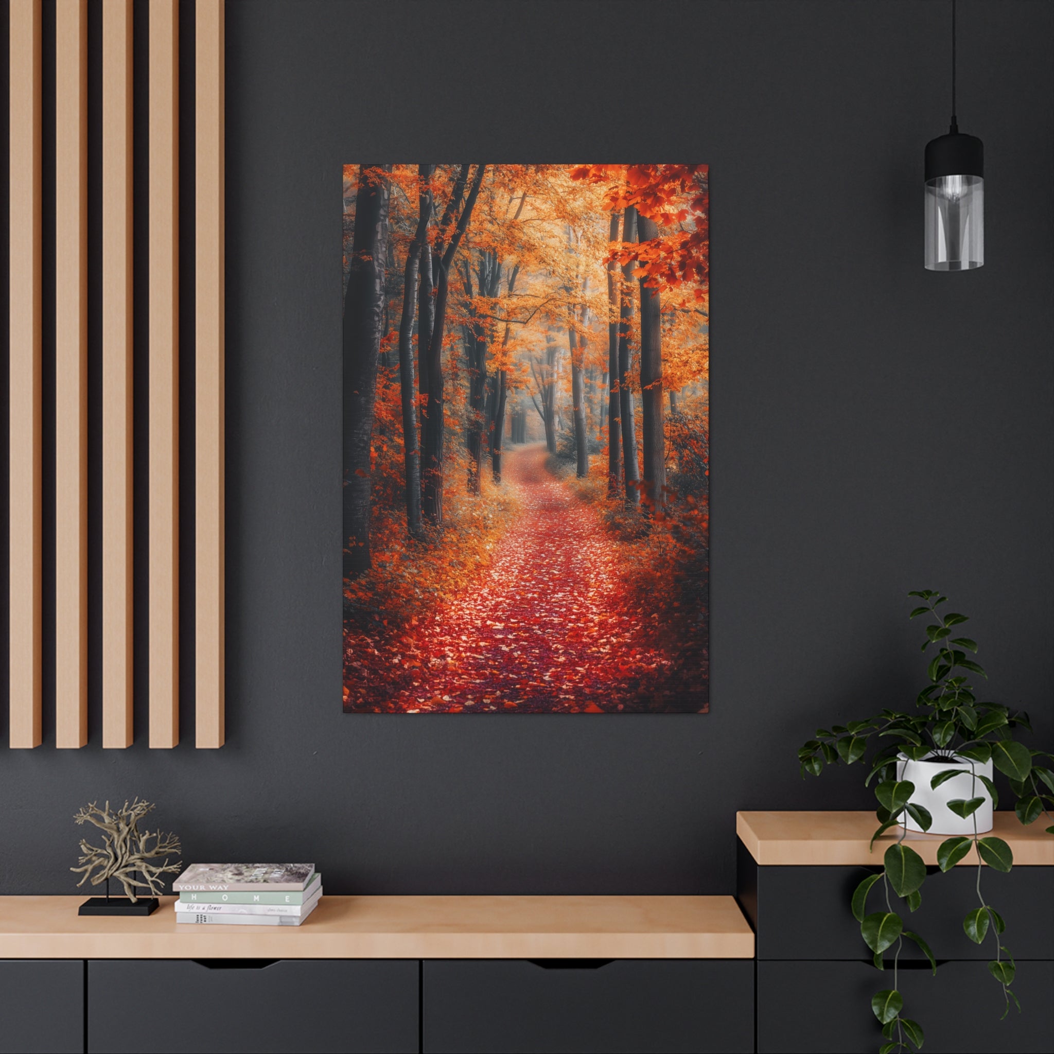 Autumn Forest Path Canvas Wall Art - SynthFrame