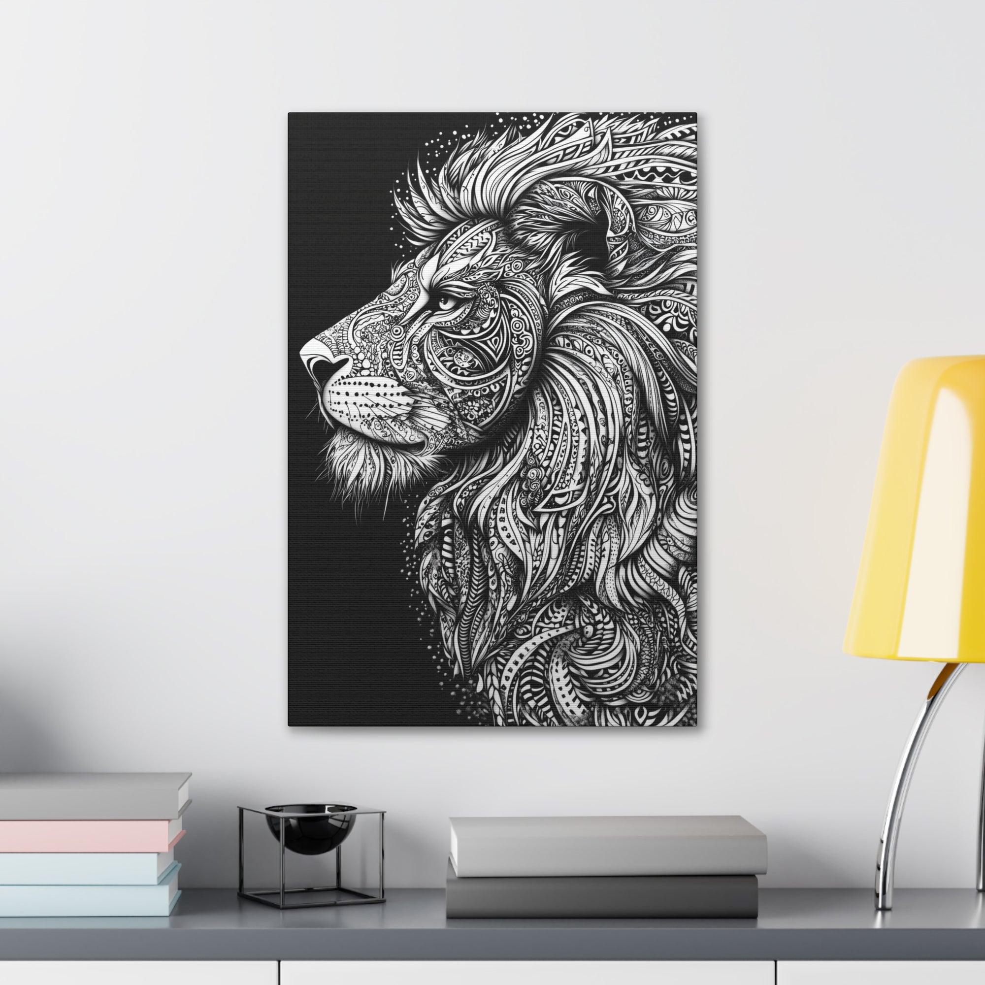 Zentangle Lion Canvas Wall Art - SynthFrame