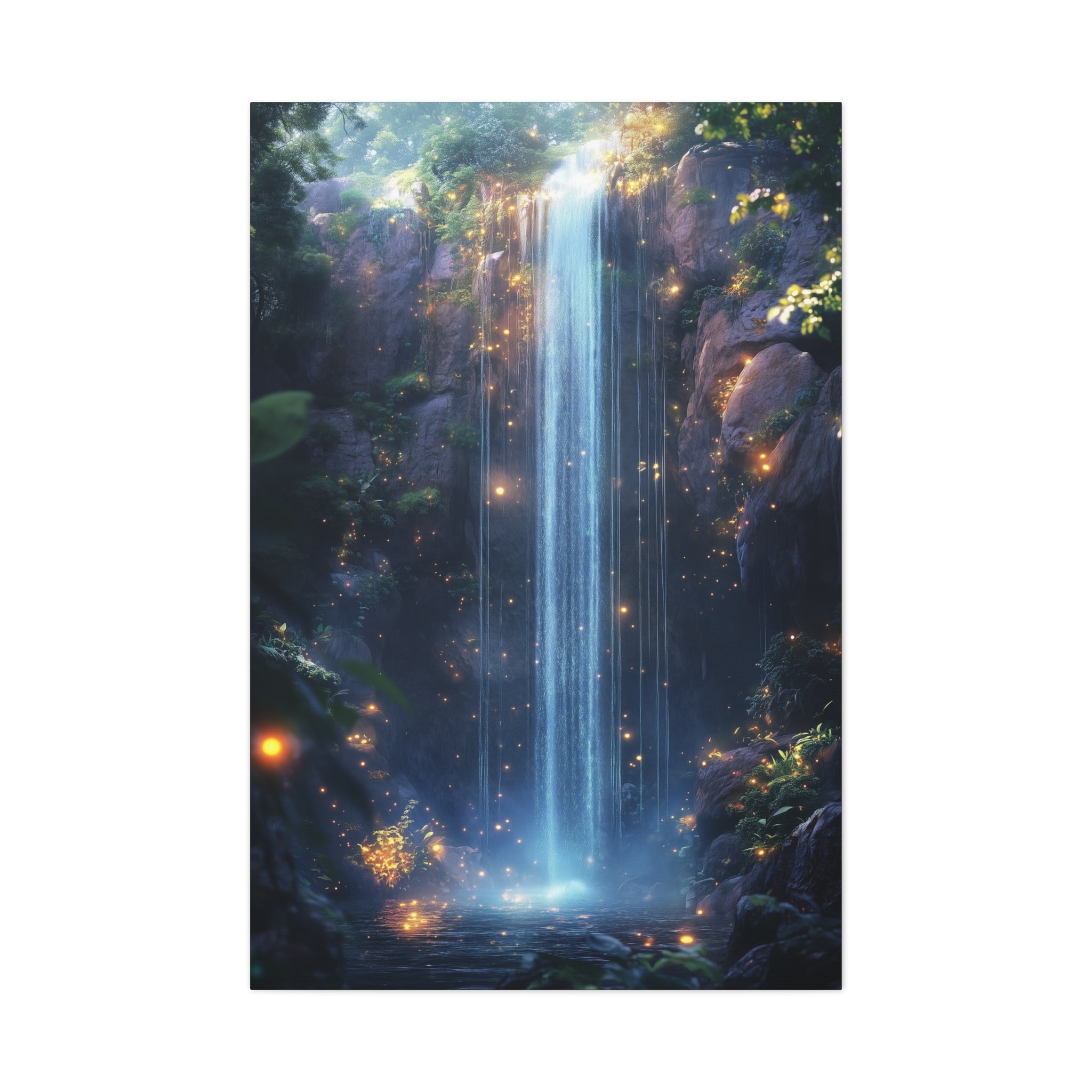 Enchanted Waterfall Oasis Canvas Wall Art - SynthFrame