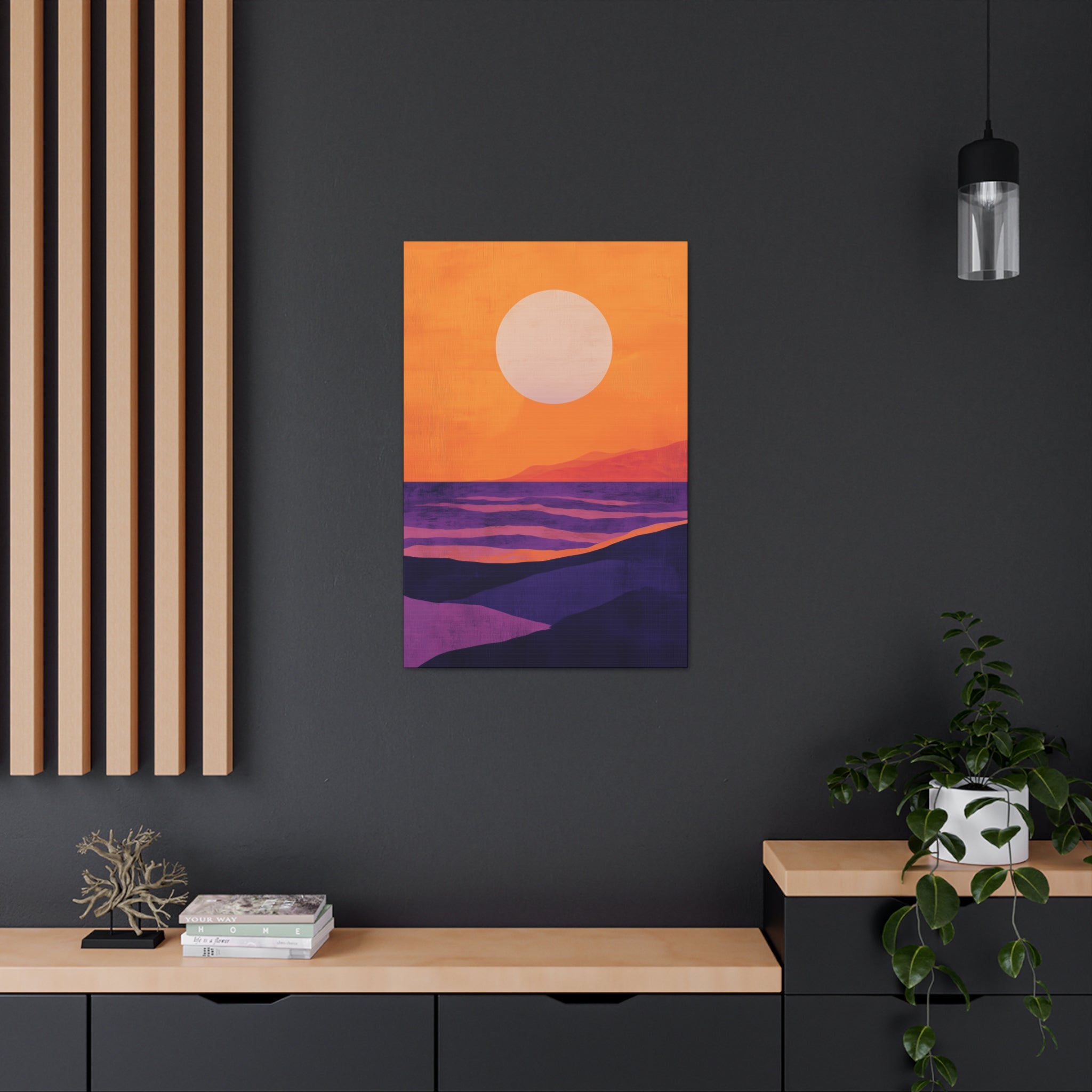 Abstract Coastal Sunset Canvas Wall Art - SynthFrame