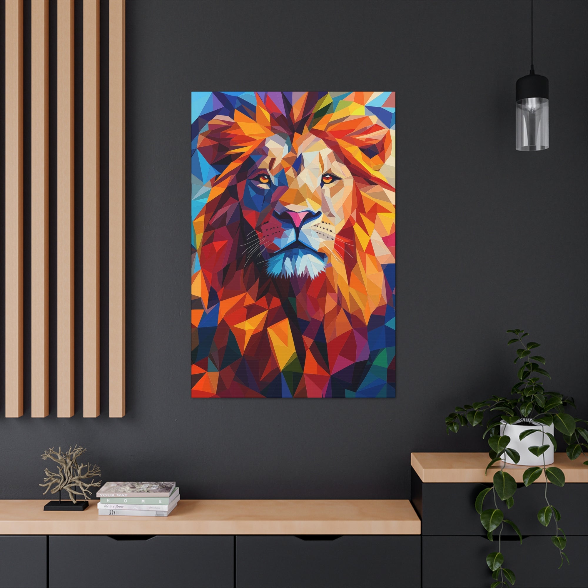 Crystalline Lion Canvas Wall Art - SynthFrame