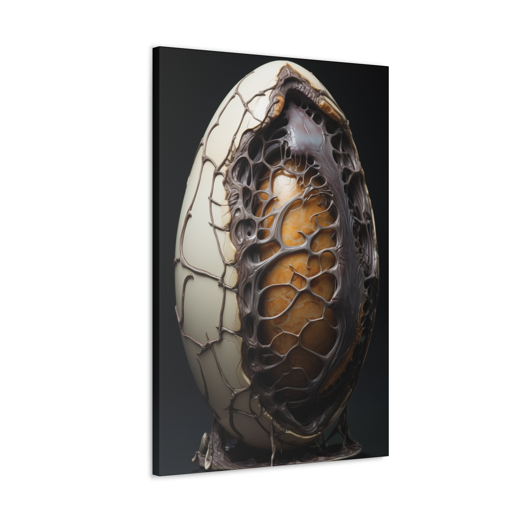 White Alien Egg 2 Canvas Wall Art - SynthFrame