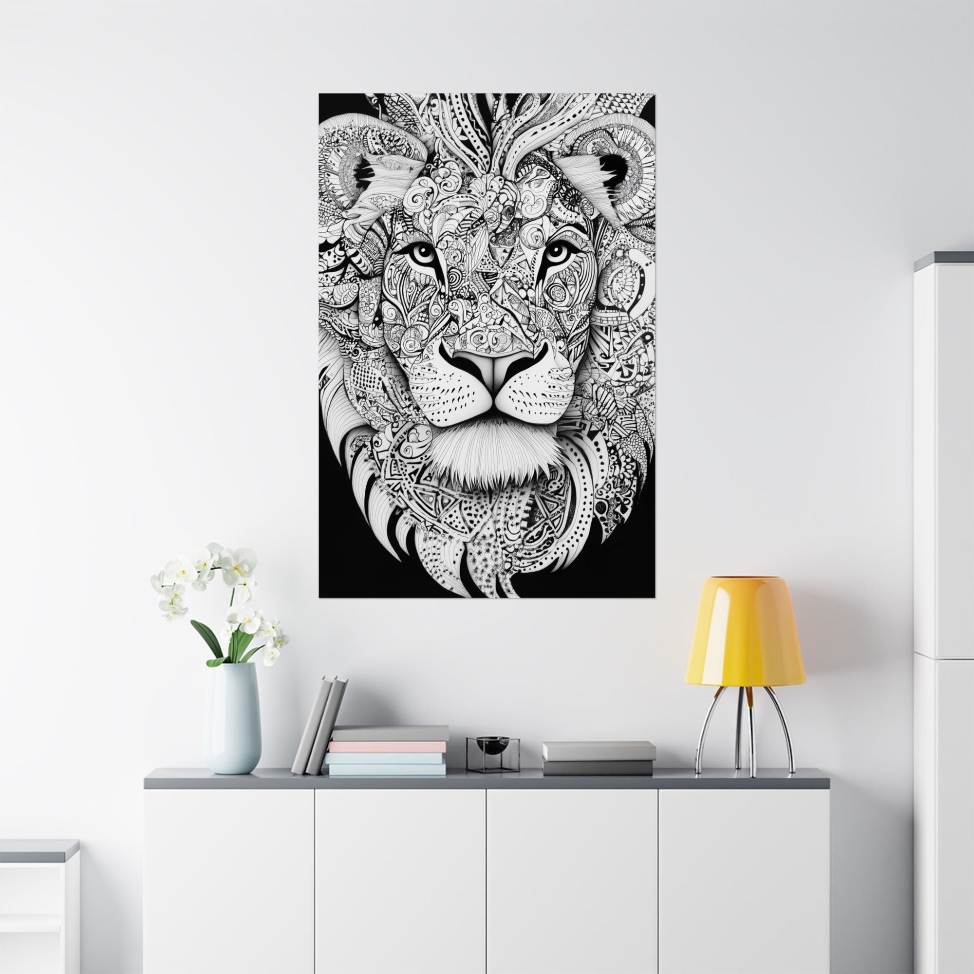 Zentangle Lion Poster