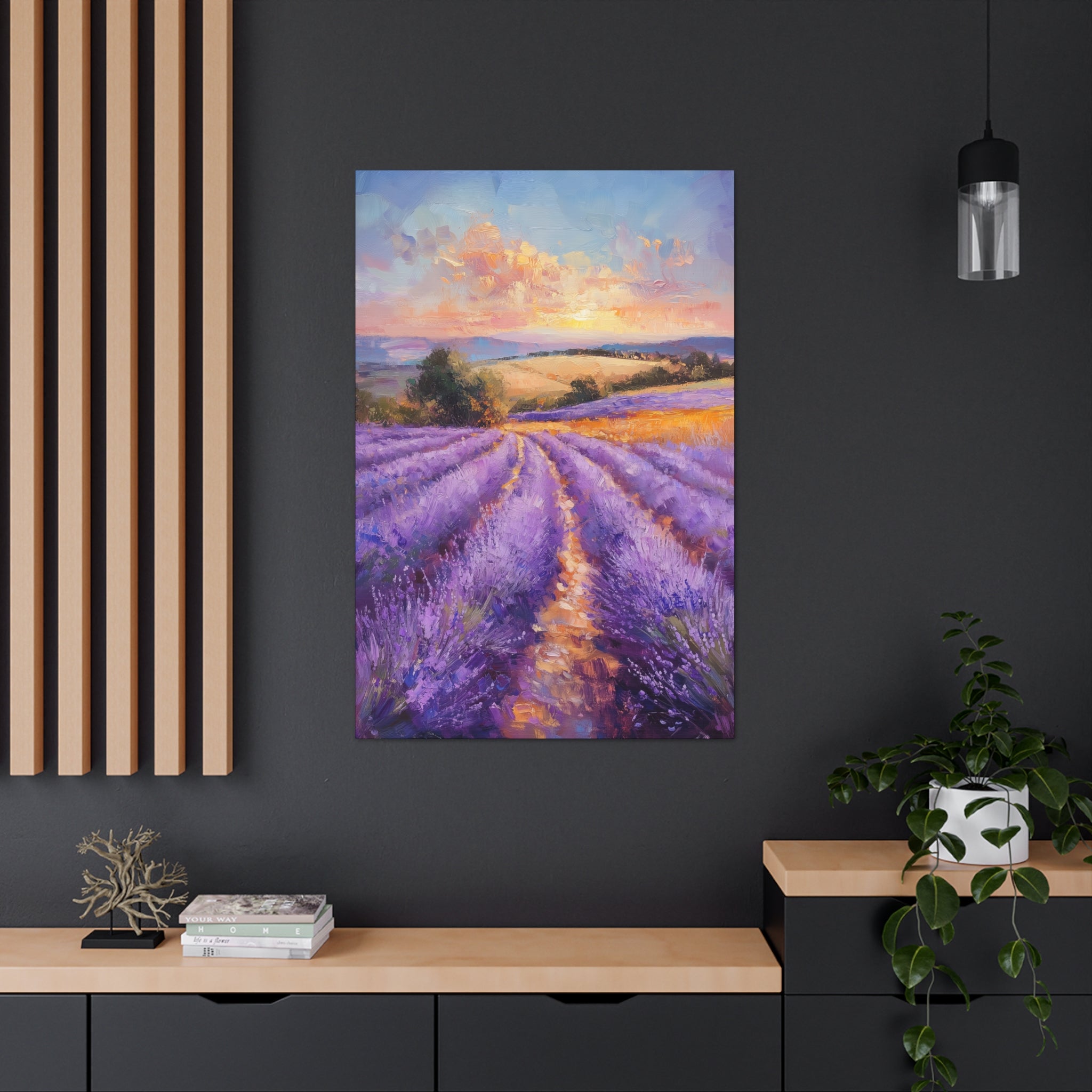 Impressionist Lavender Fields Canvas Wall Art - SynthFrame