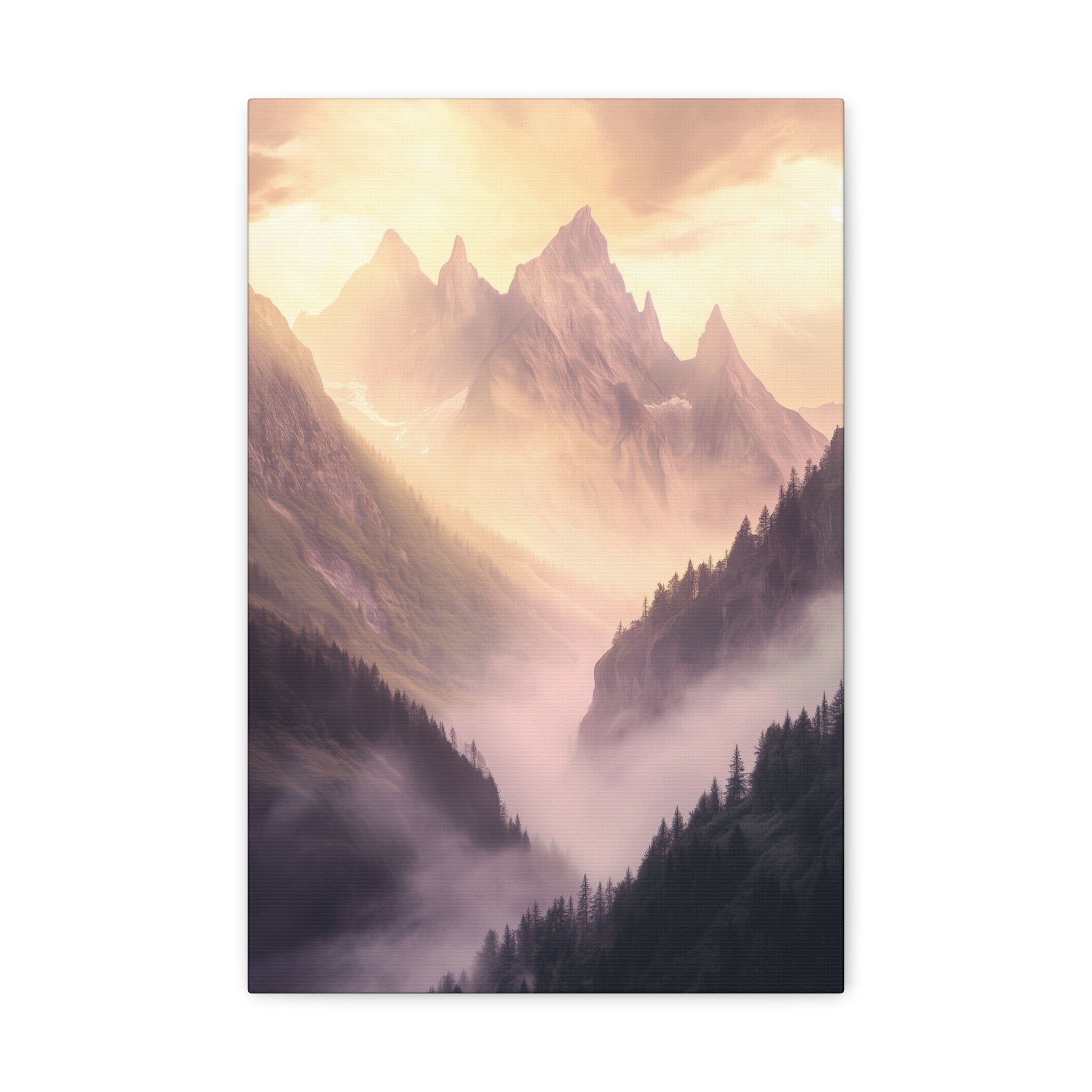 Misty Mountain Dreamscape Canvas Wall Art - SynthFrame