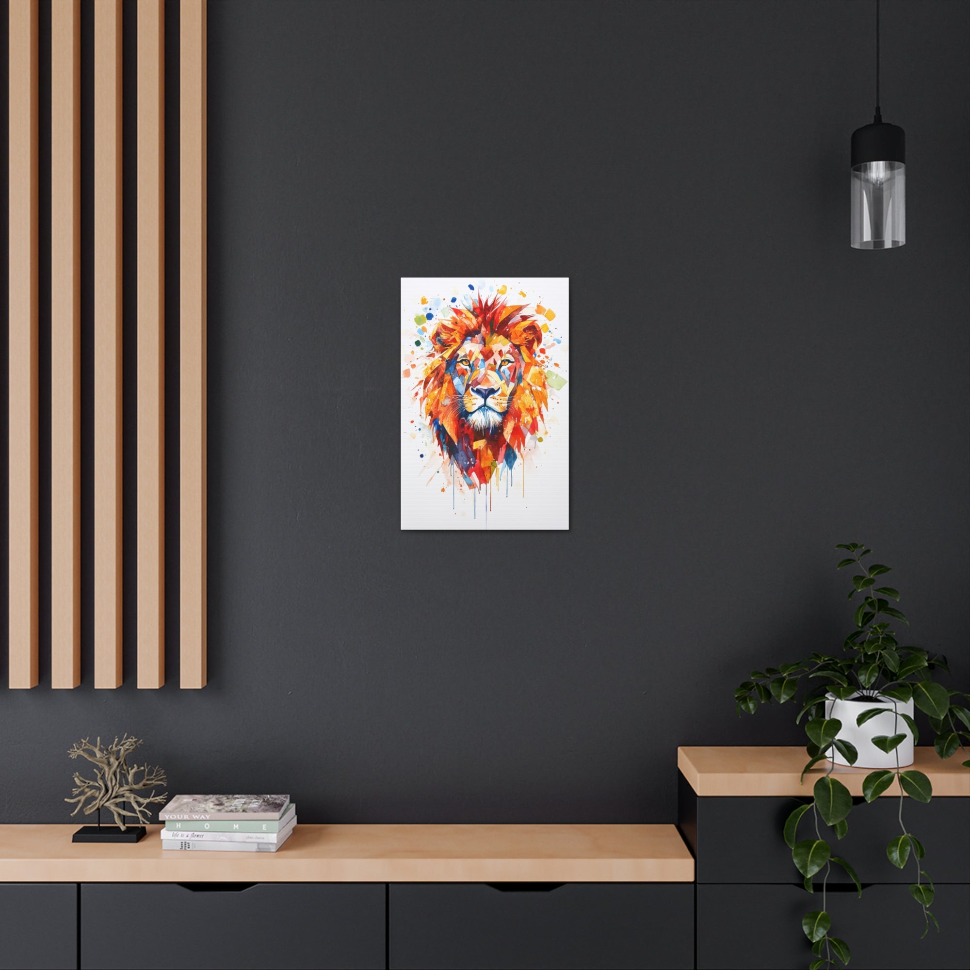 Watercolor Lion Canvas Wall Art - SynthFrame