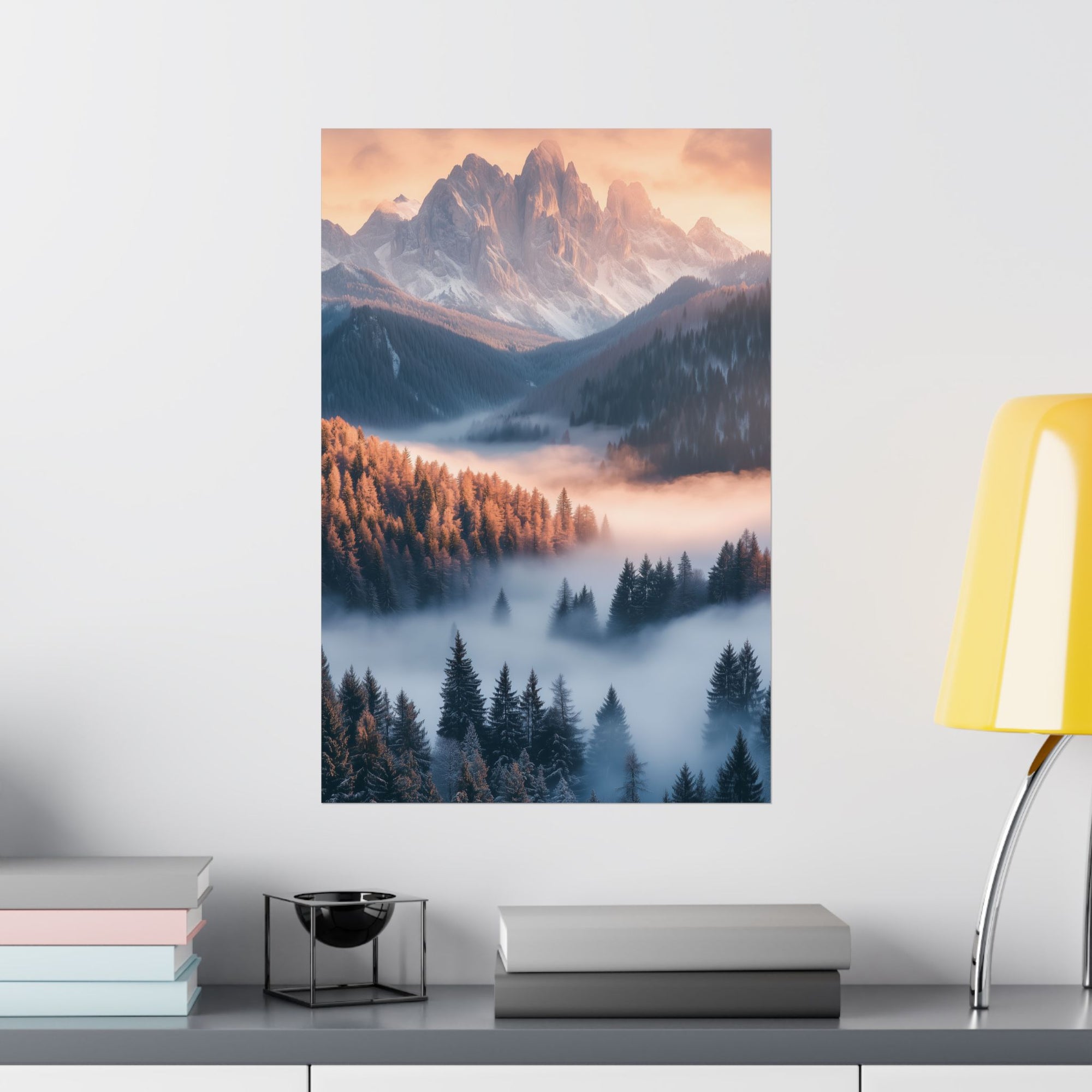 Misty Mountain Dreamscape Poster Wall Art - SynthFrame