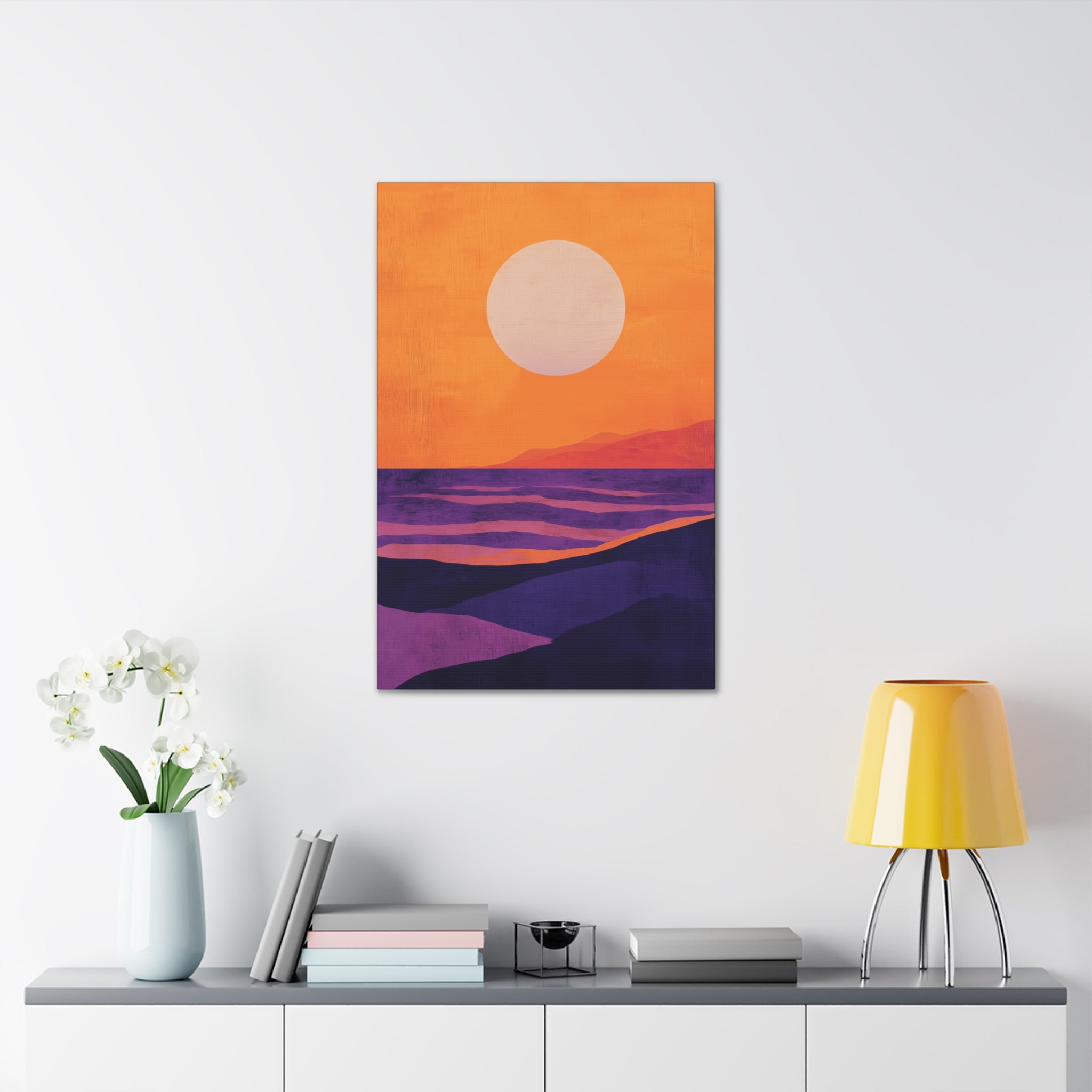 Abstract Coastal Sunset Canvas Wall Art - SynthFrame