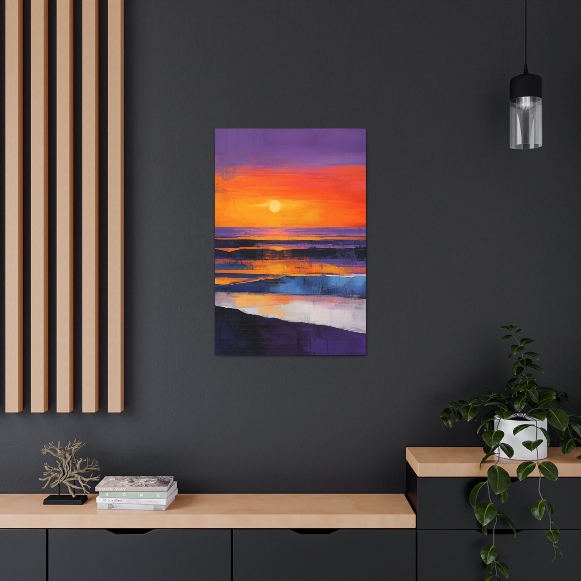 Abstract Coastal Sunset Canvas Wall Art - SynthFrame