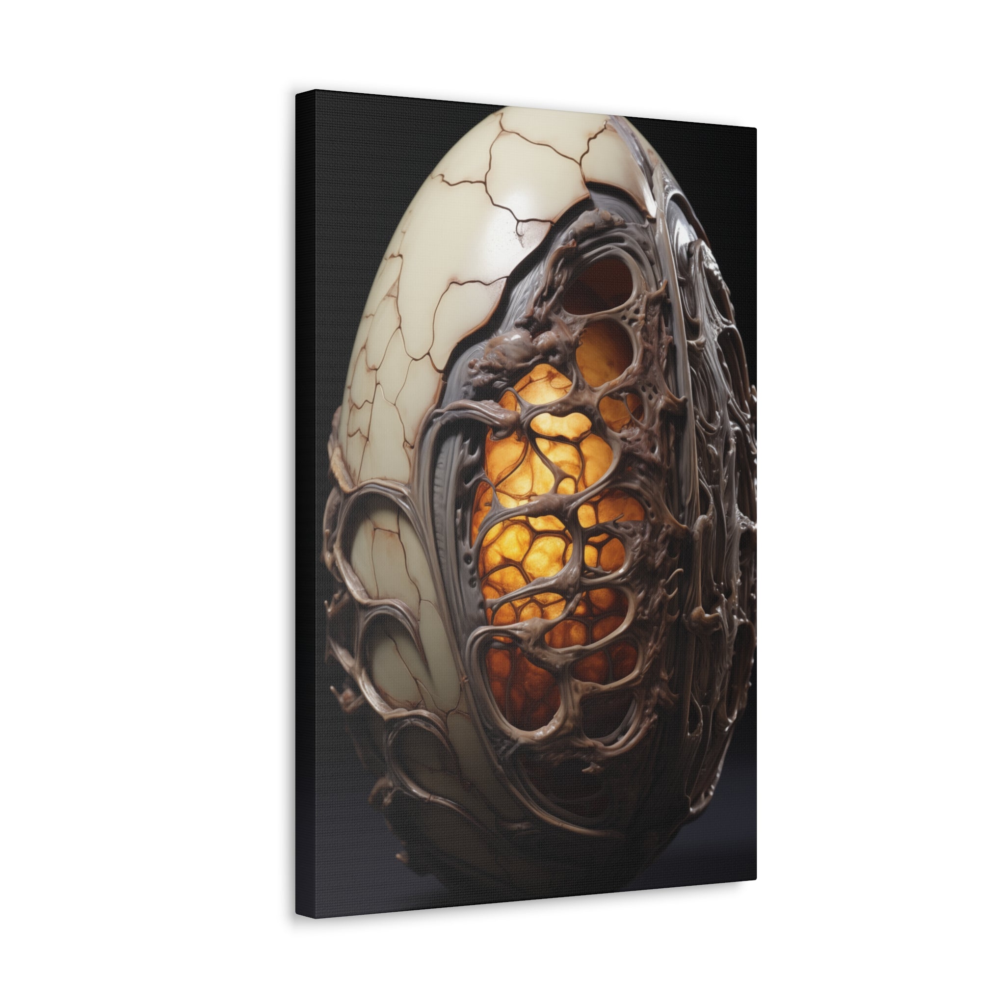 White Alien Egg 10 Canvas Wall Art - SynthFrame