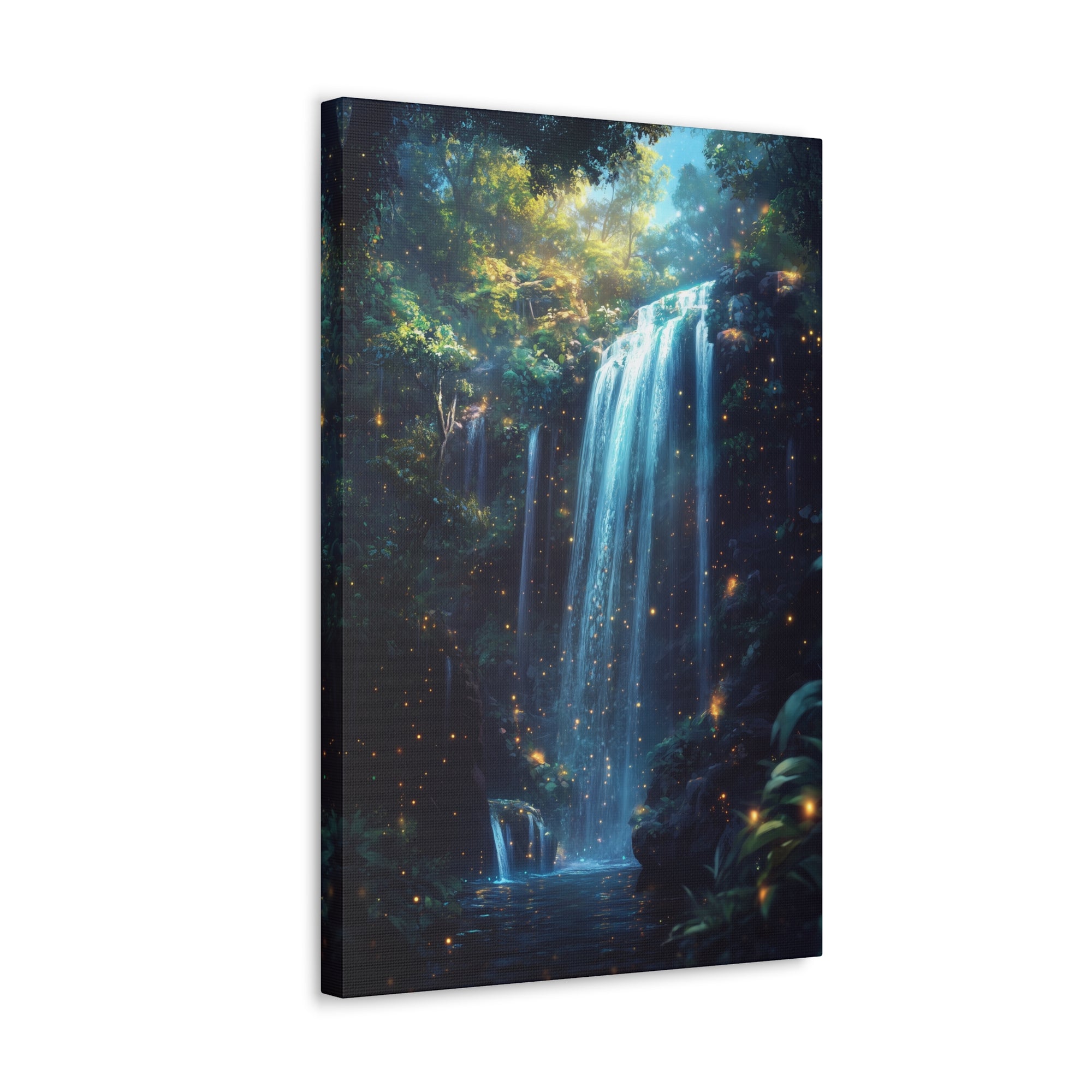 Enchanted Waterfall Oasis Canvas Wall Art - SynthFrame