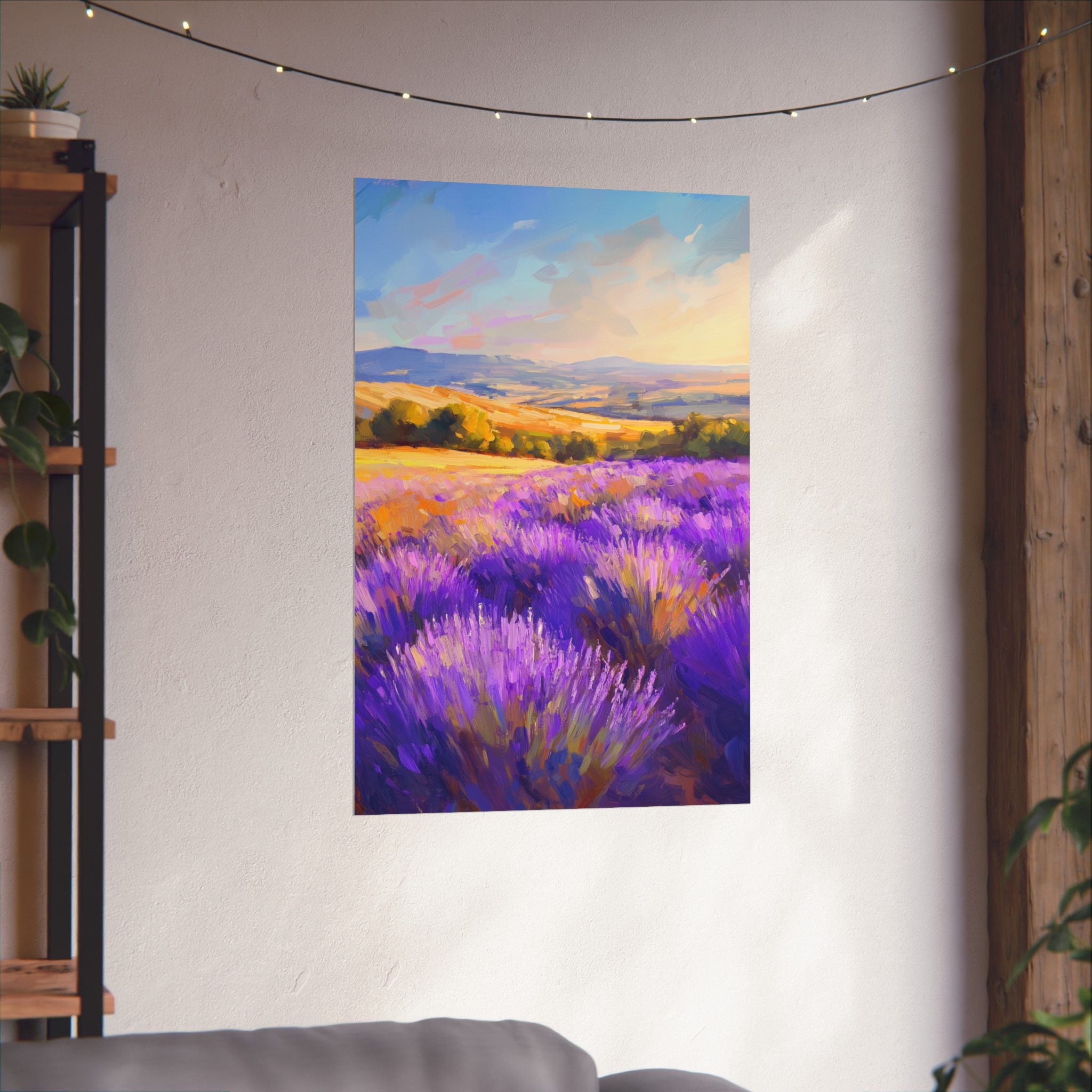 Impressionist Lavender Fields Poster Wall Art - SynthFrame