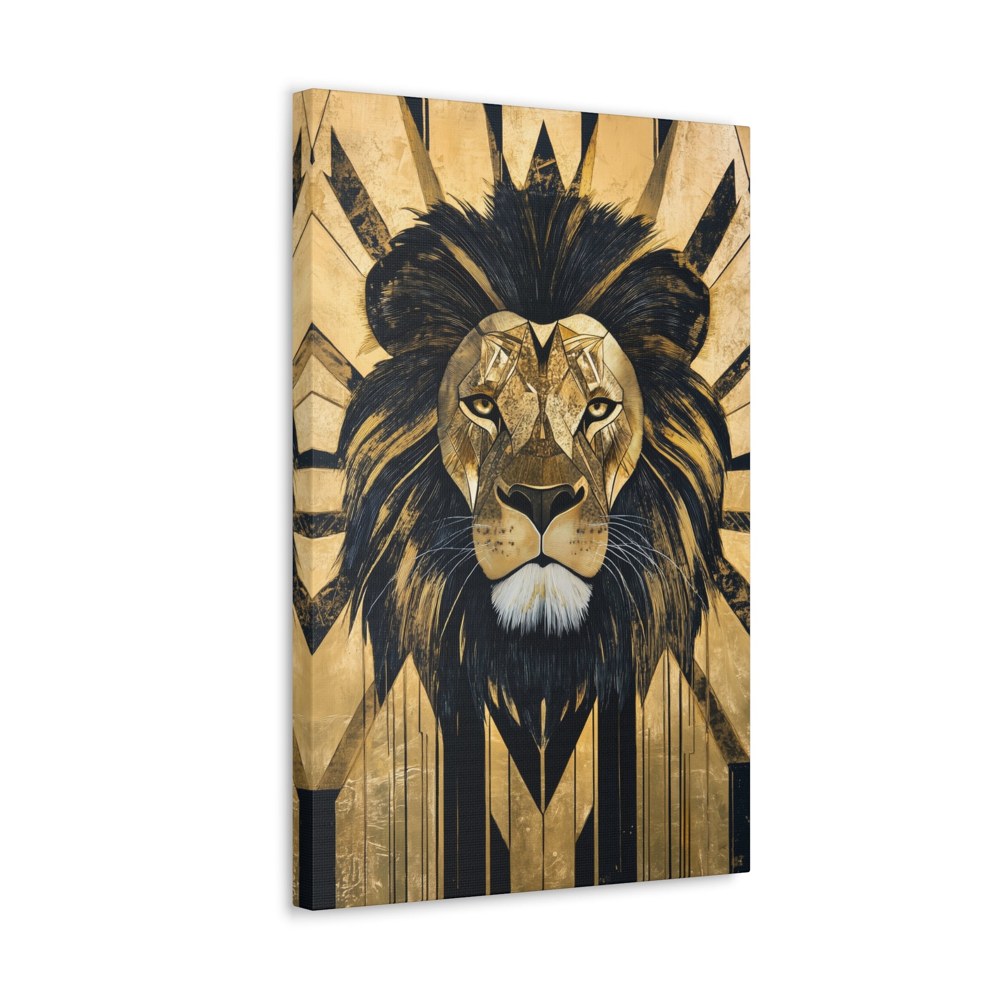 Gilded Lion Canvas Wall Art - SynthFrame