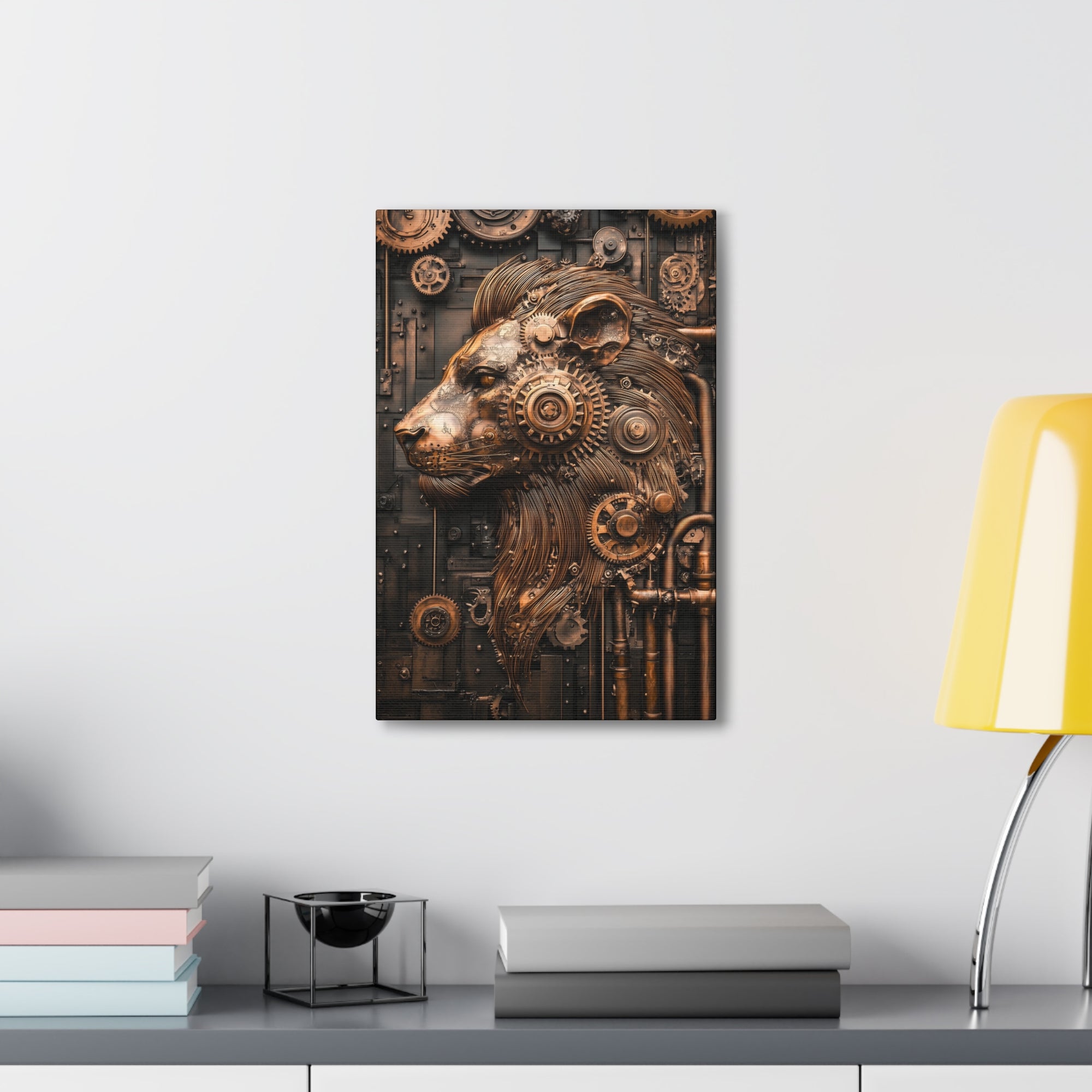 Steampunk Lion Canvas Wall Art - SynthFrame